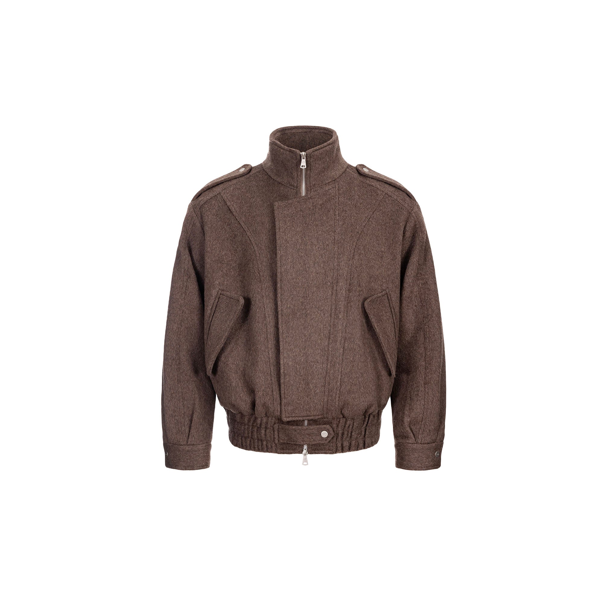 CATSSTAC Asymmetric Placket Flap Pockets Jacket