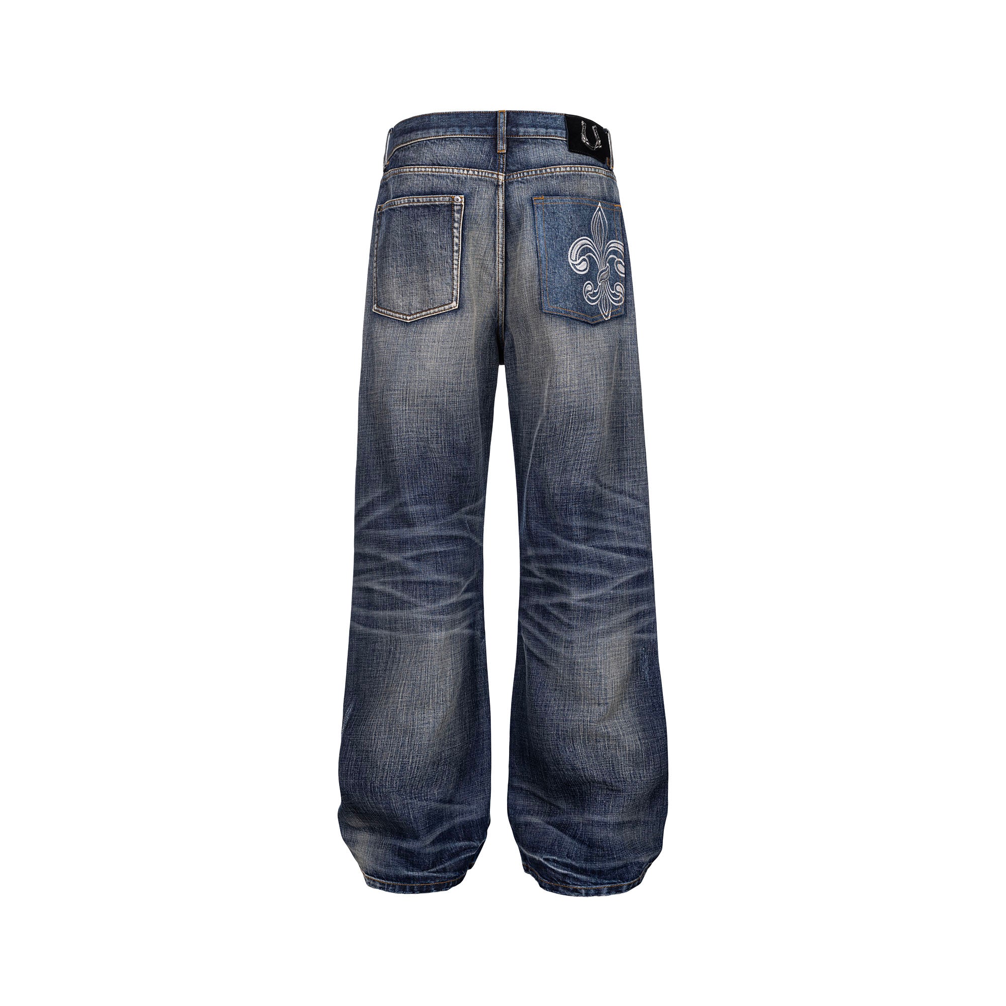 CATSSTAC Floral Embroidered Washed Straight-Leg Jeans, premium urban and streetwear designers apparel on PROJECTISR.com, CATSSTAC