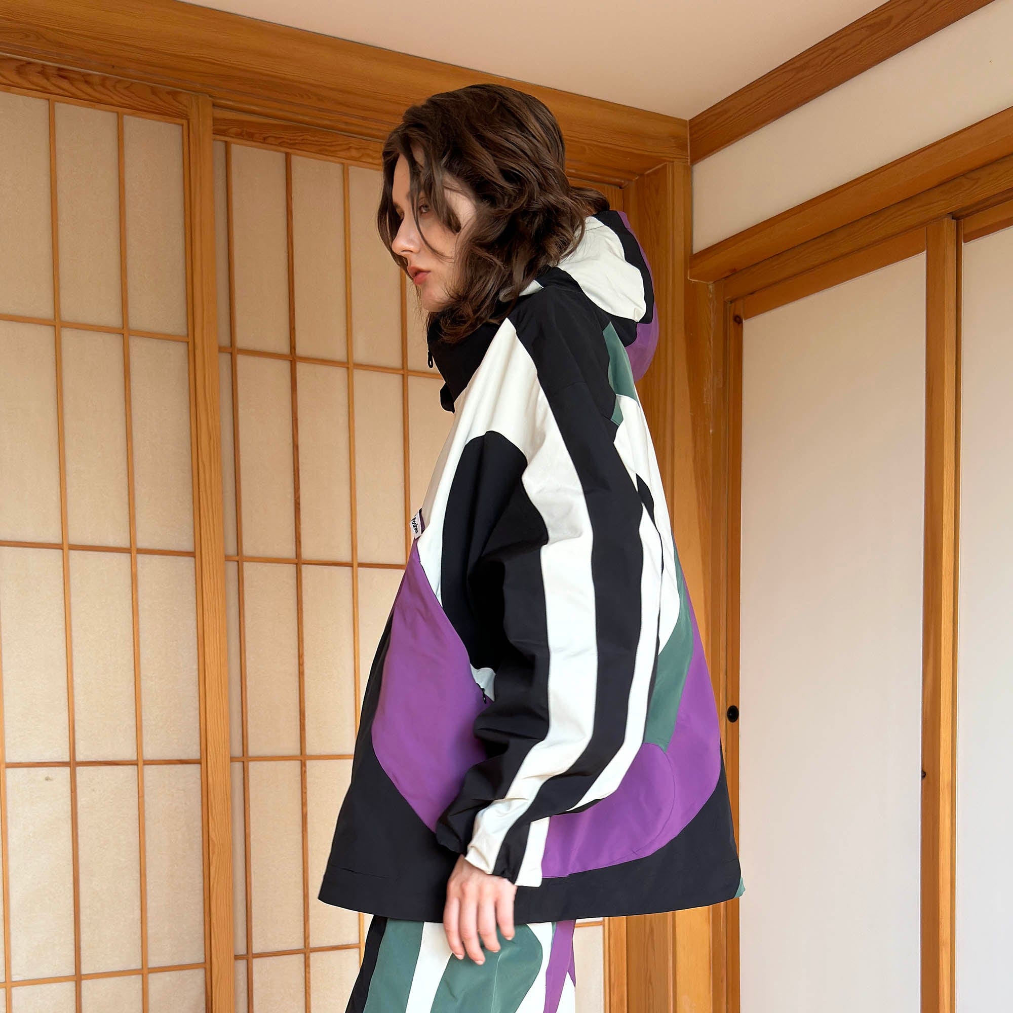 MIICHOUS EVA Tangram Spliced Hooded Windbreaker, premium urban and streetwear designers apparel on PROJECTISR.com, Miichous