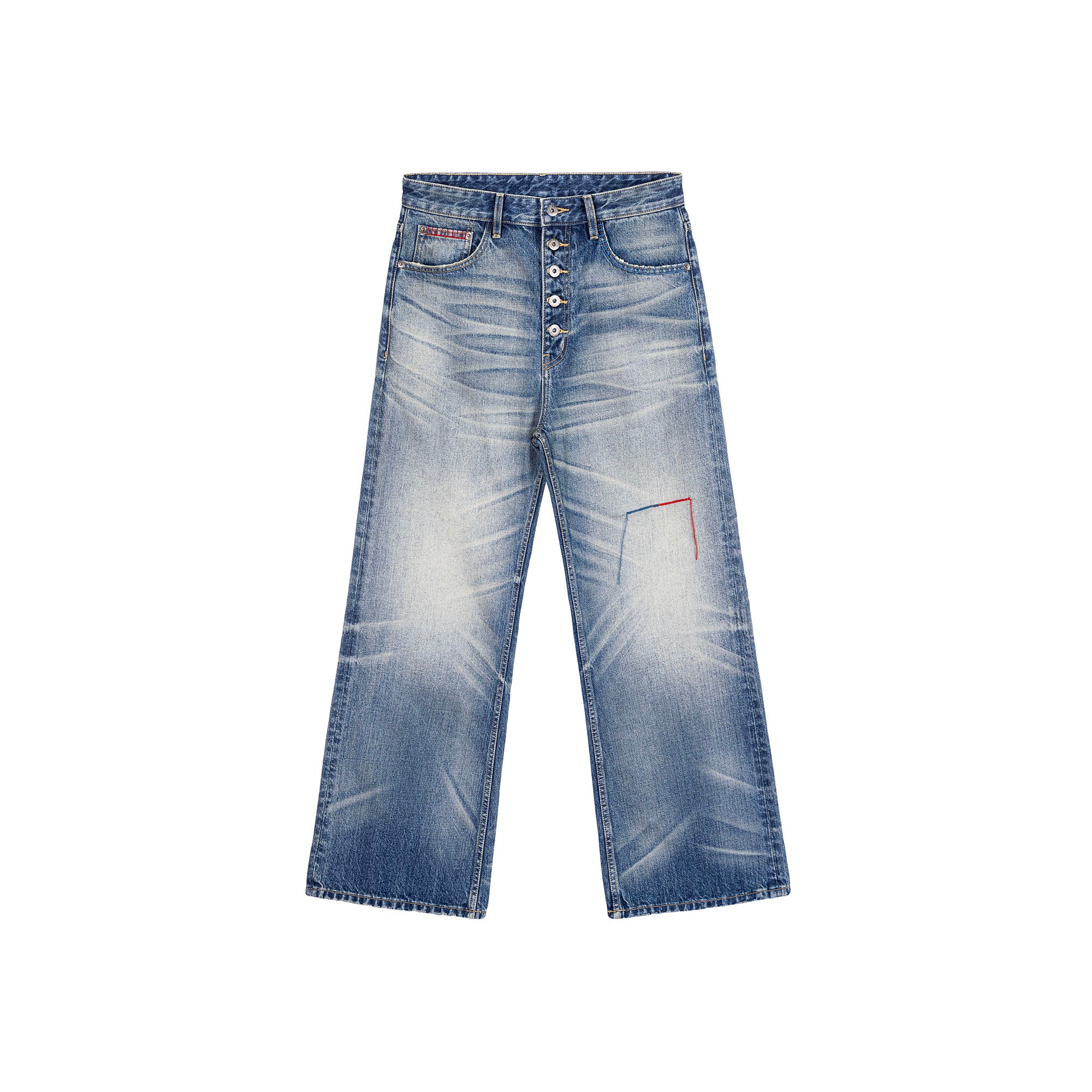CATSSTAC Whisker Washed Button-Up Jeans