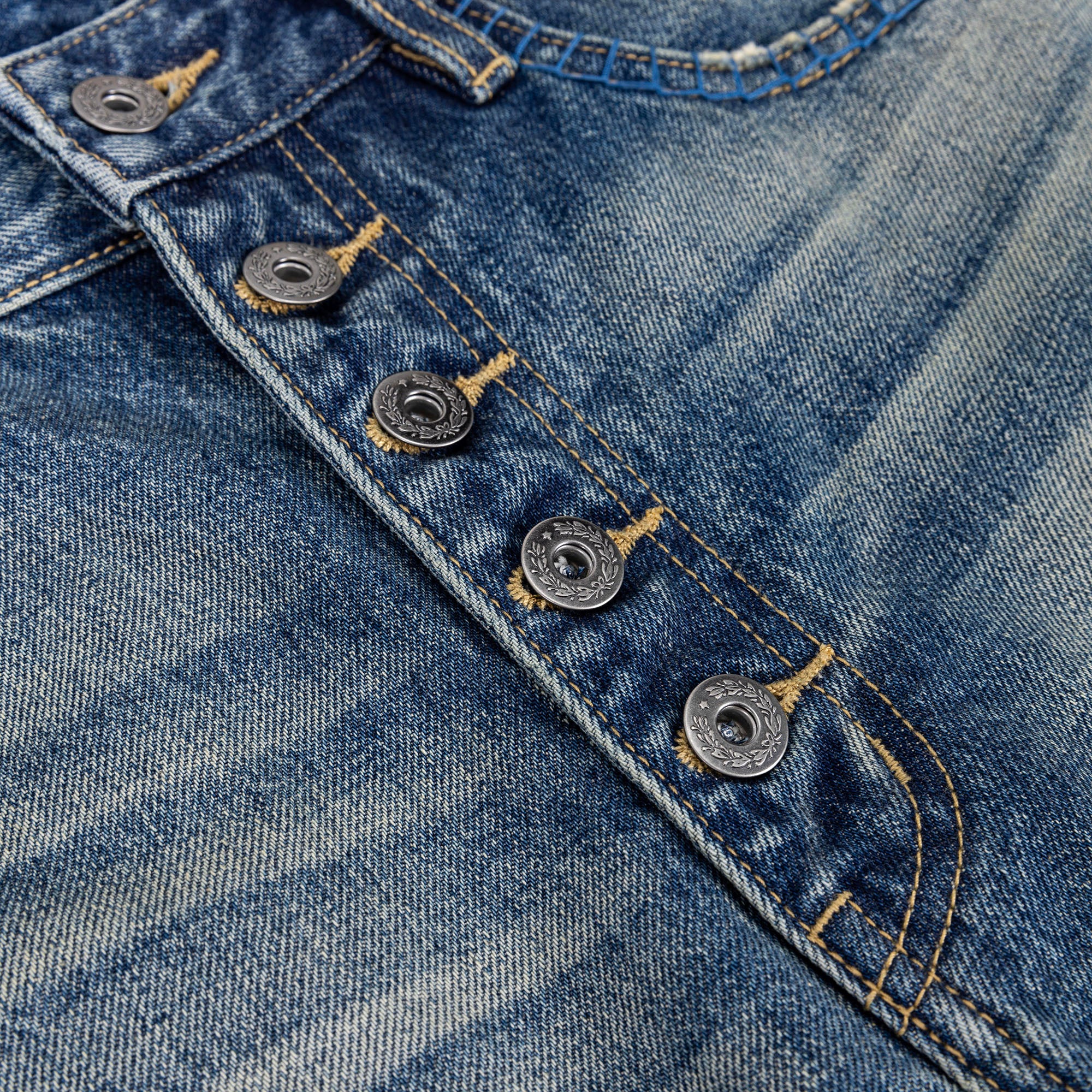 CATSSTAC Whisker Washed Button-Up Jeans