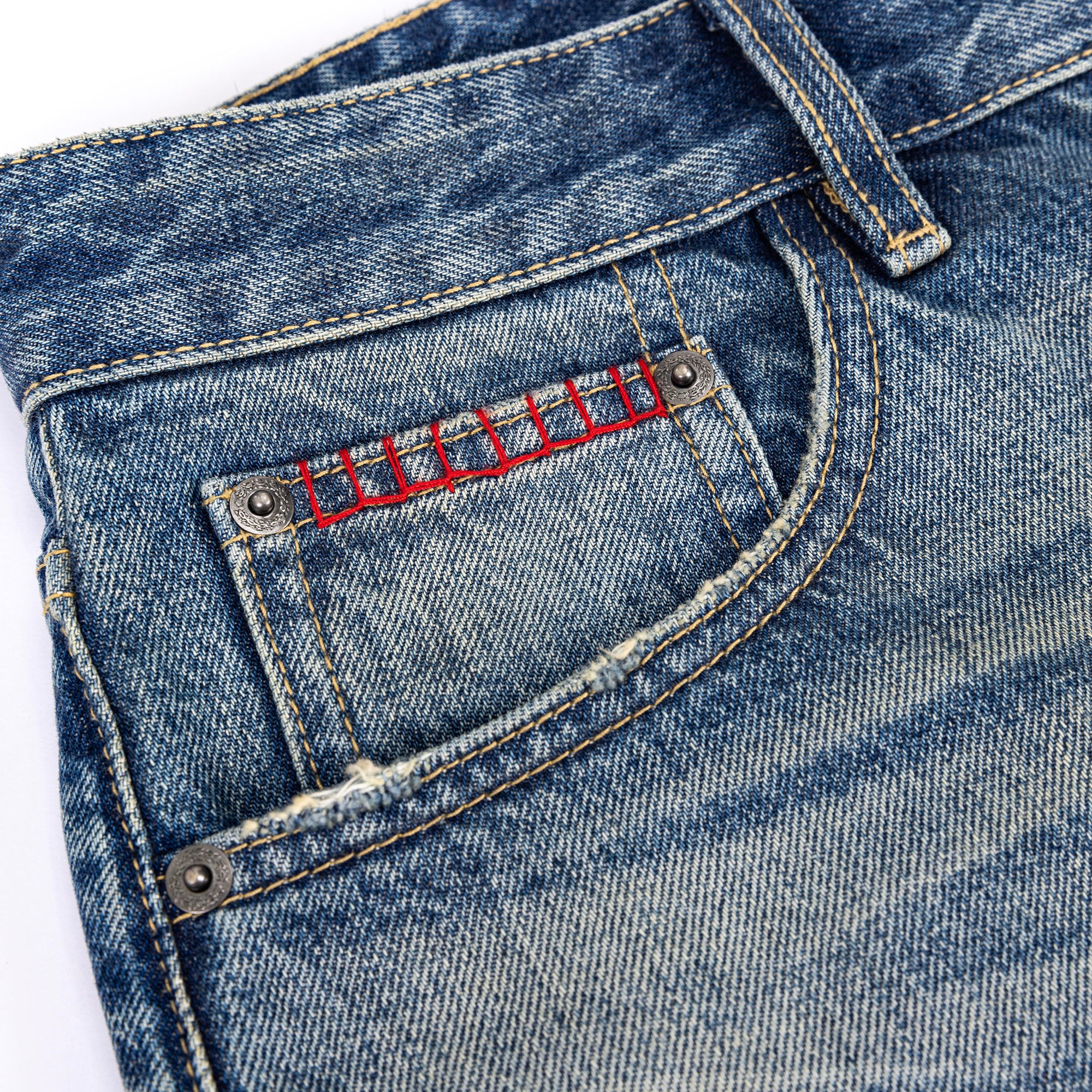 CATSSTAC Whisker Washed Button-Up Jeans