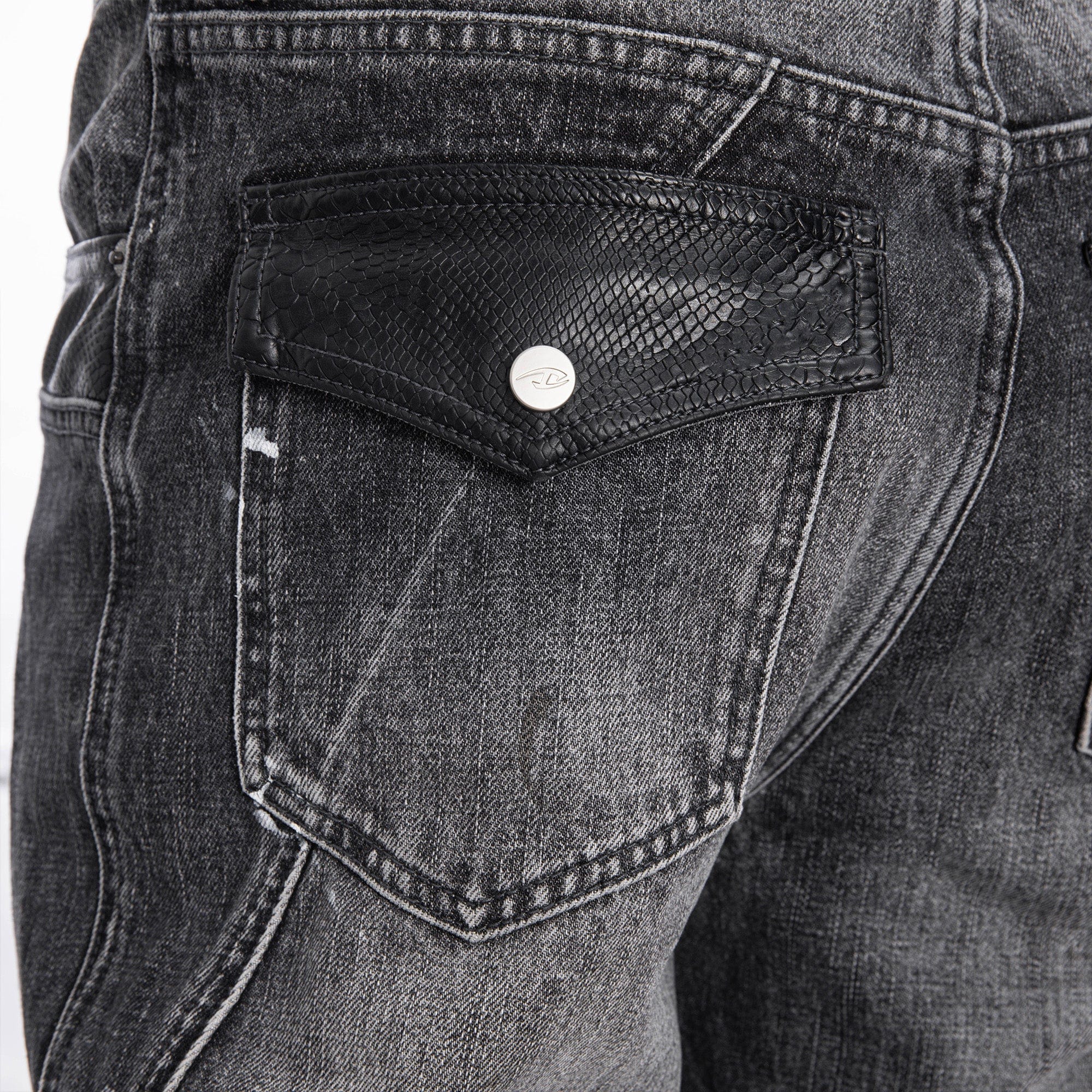CATSSTAC Washed Panel Paint-Stain Wide-Leg Jeans, premium urban and streetwear designers apparel on PROJECTISR.com, CATSSTAC