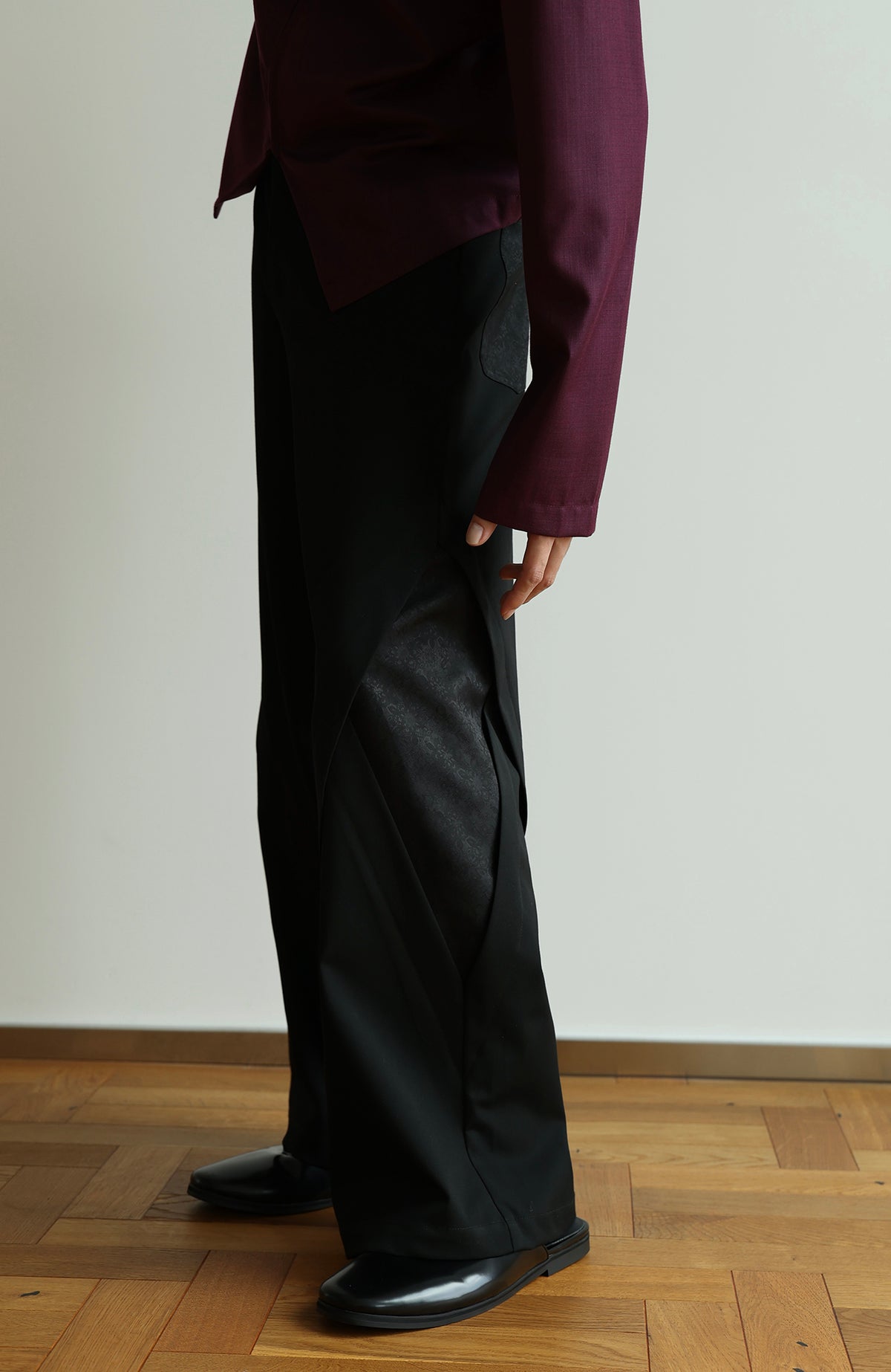 OKAYTHXBYE Deconstructed Spliced Wide-Leg Trousers