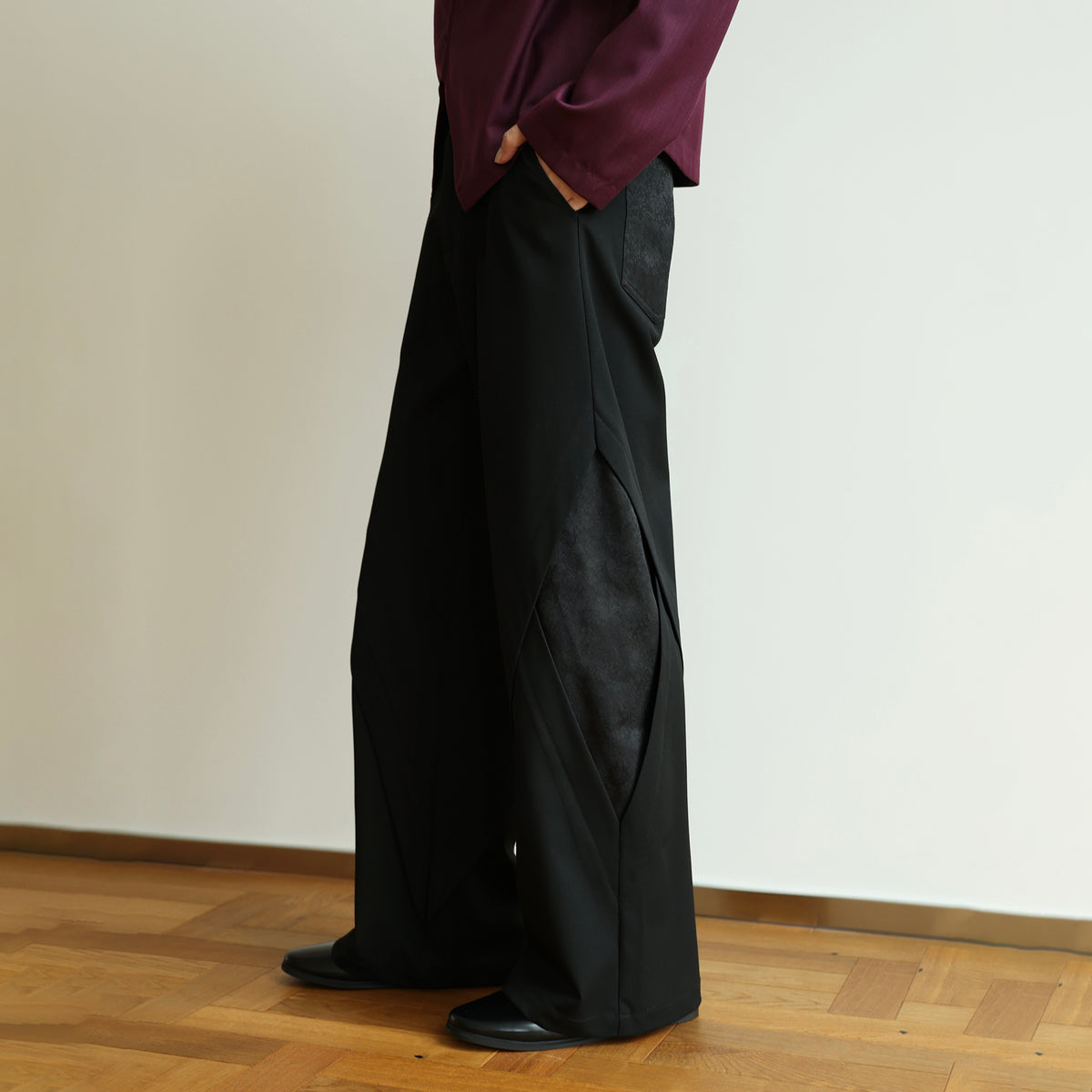 OKAYTHXBYE Deconstructed Spliced Wide-Leg Trousers