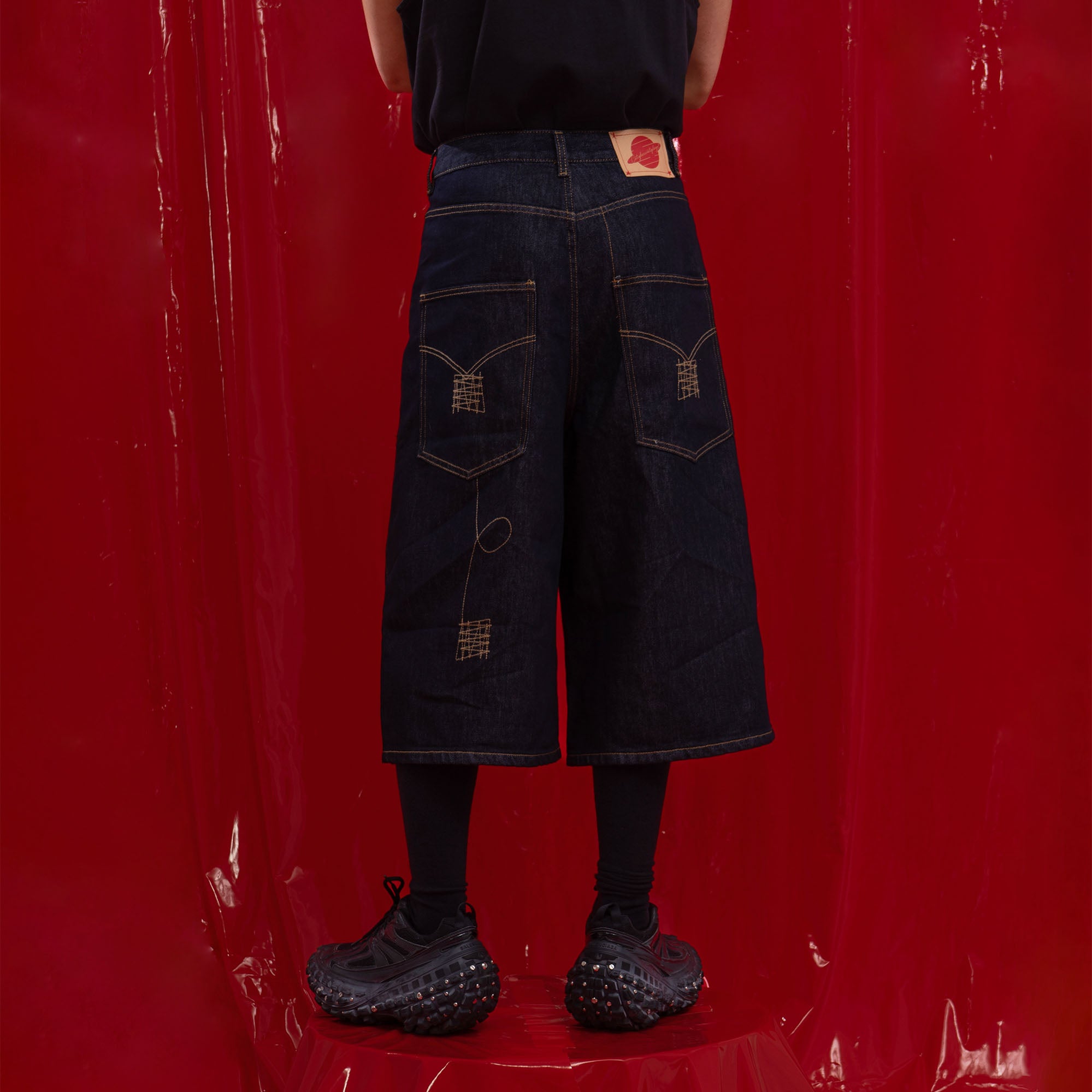 CLP Retro Contrast Stitch Straight-Leg Jorts, premium urban and streetwear designers apparel on PROJECTISR.com, CLP