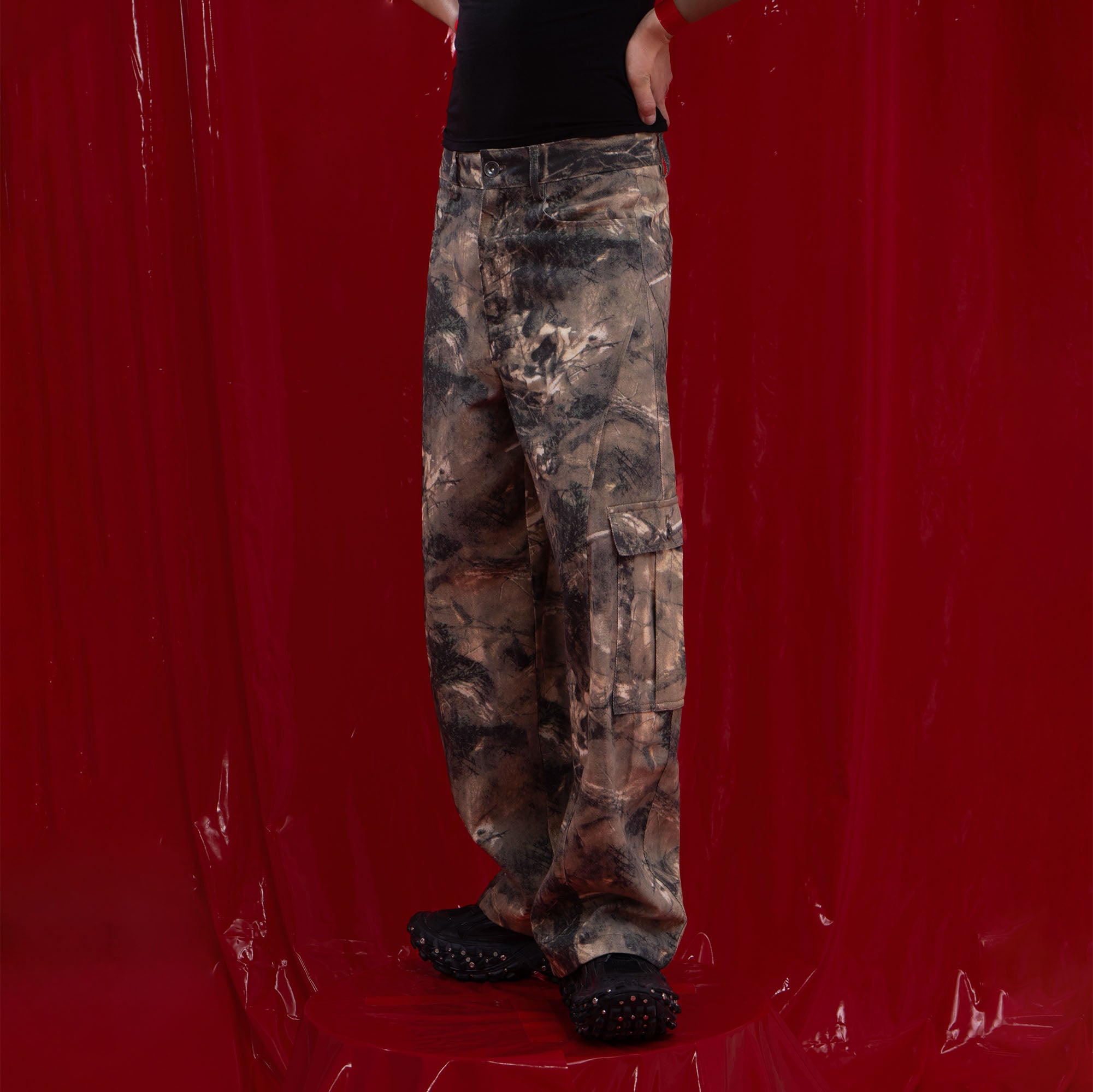 CLP Camo Distressed Panel Cargo Pants, premium urban and streetwear designers apparel on PROJECTISR.com, CLP