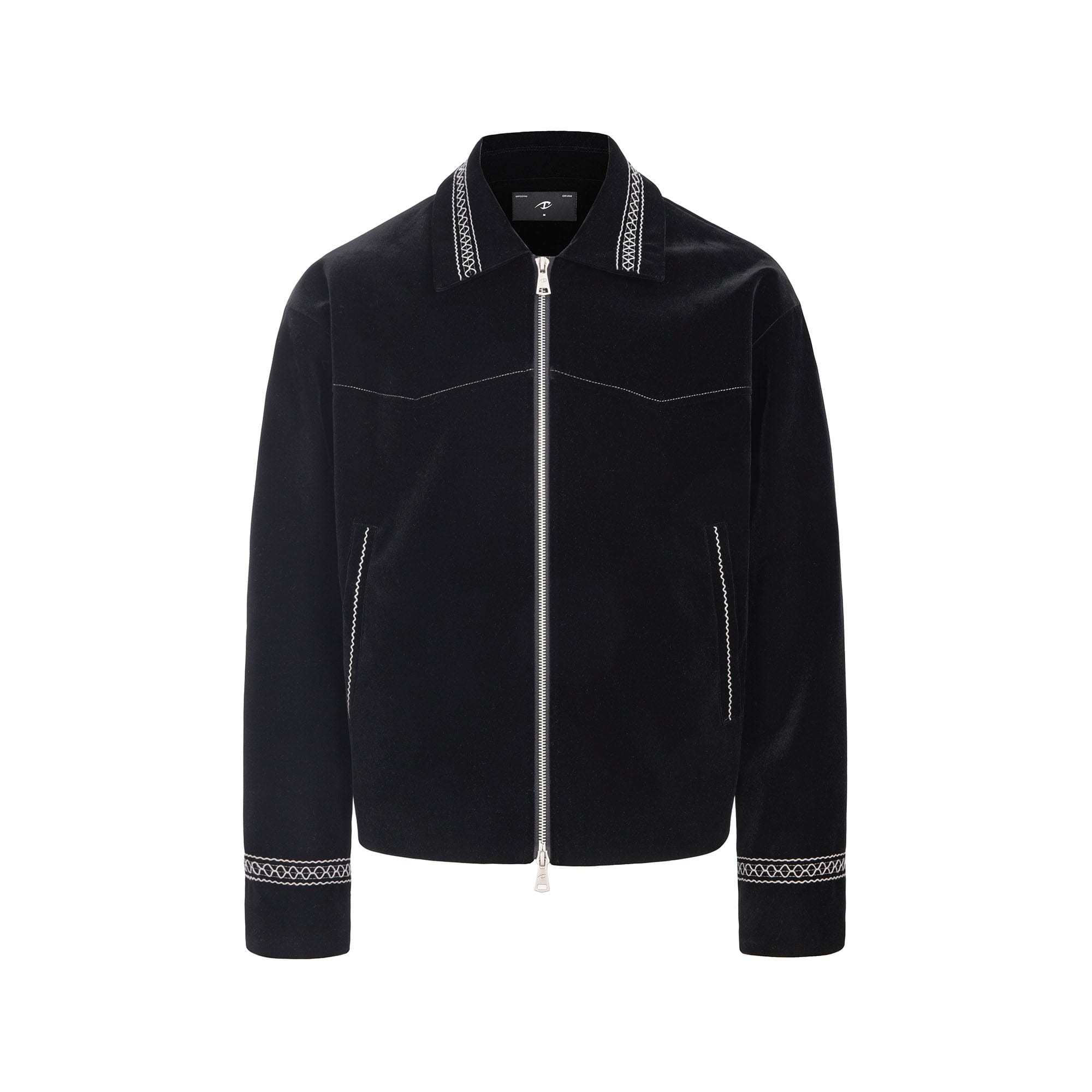 CATSSTAC Velvet Embroidered Trim Jacket, premium urban and streetwear designers apparel on PROJECTISR.com, CATSSTAC