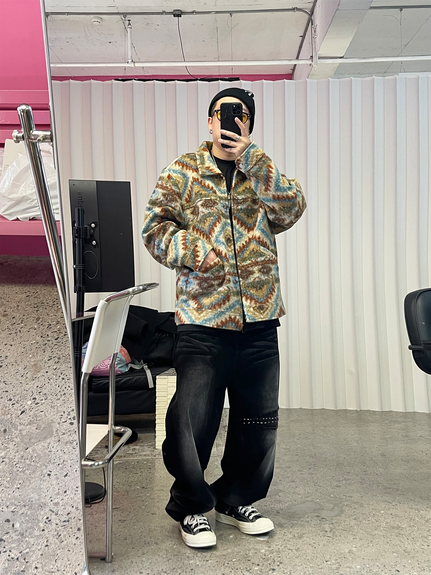 ME DA IGUAL Retro Tribal Jacquard Fleece Jacket