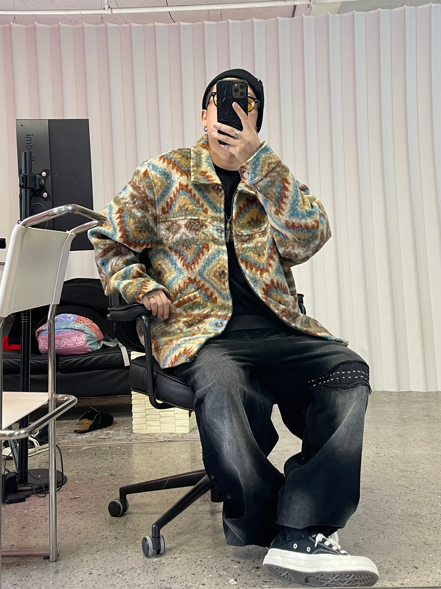 ME DA IGUAL Retro Tribal Jacquard Fleece Jacket