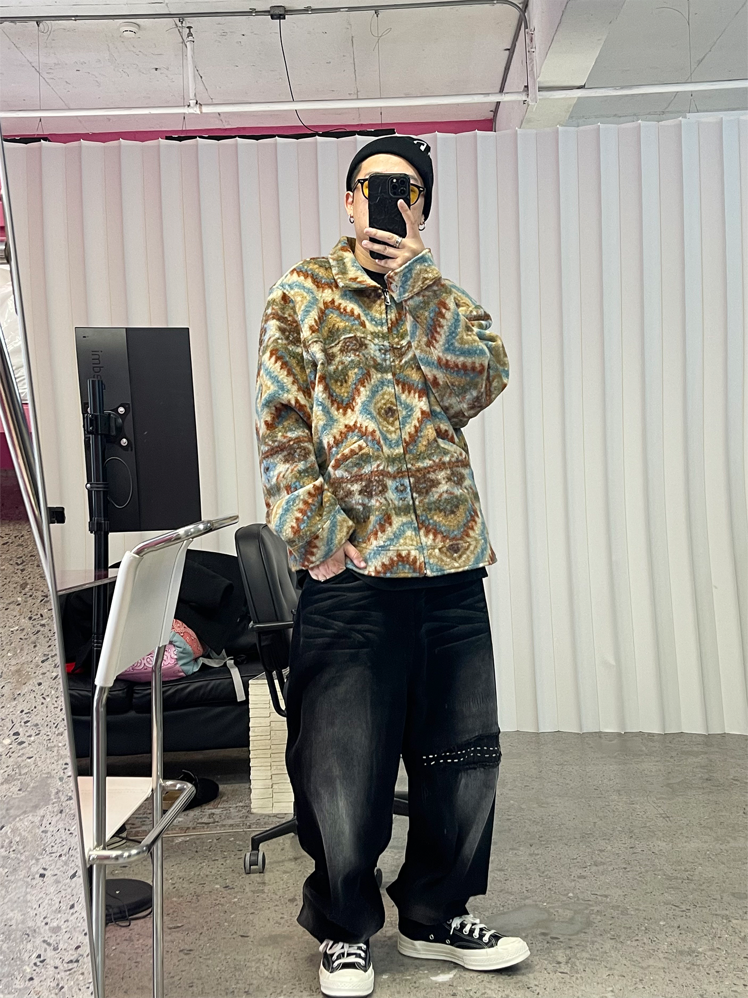 ME DA IGUAL Retro Tribal Jacquard Fleece Jacket