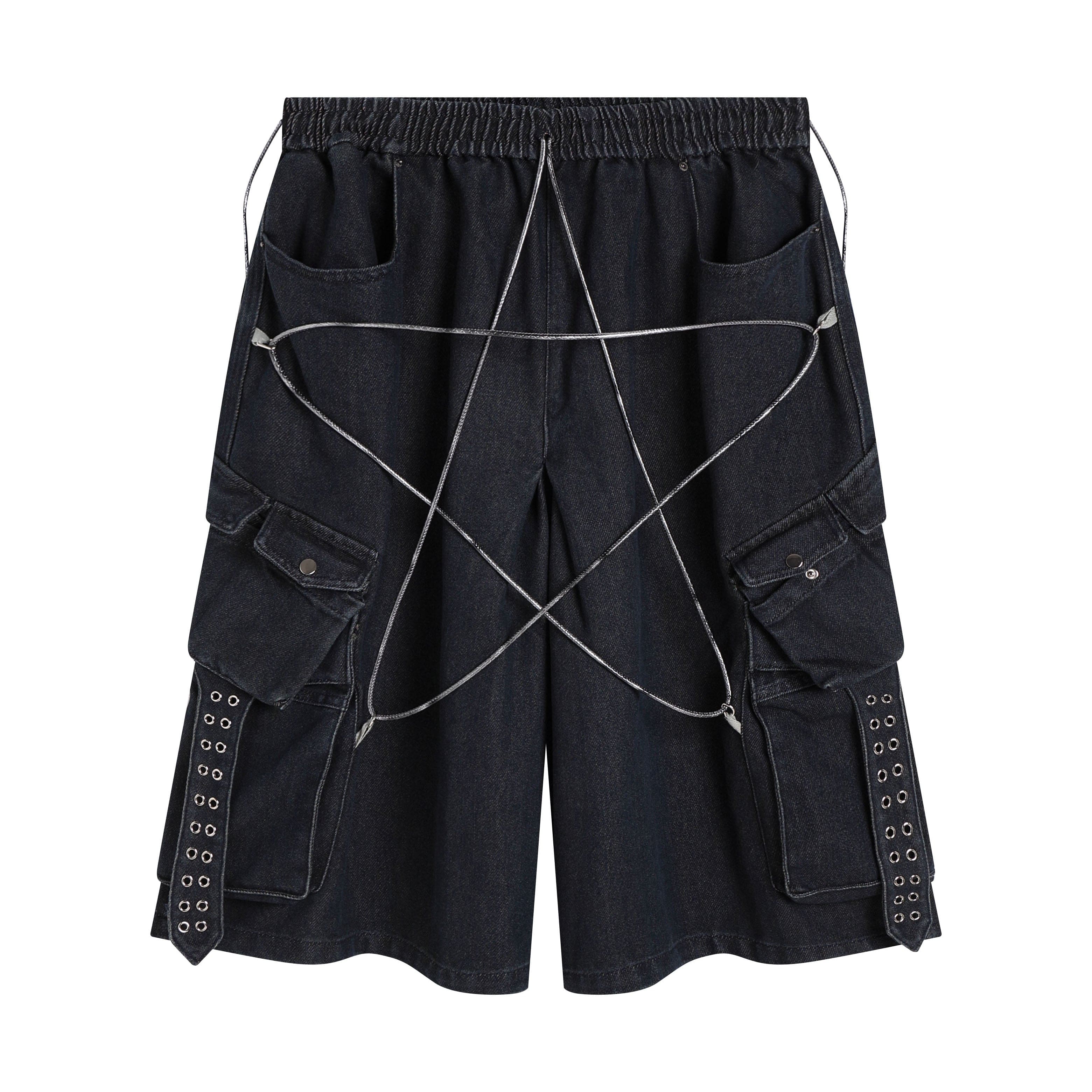 DND4DES Star Drawstring Deconstructed Denim Shorts, premium urban and streetwear designers apparel on PROJECTISR.com, DND4DES