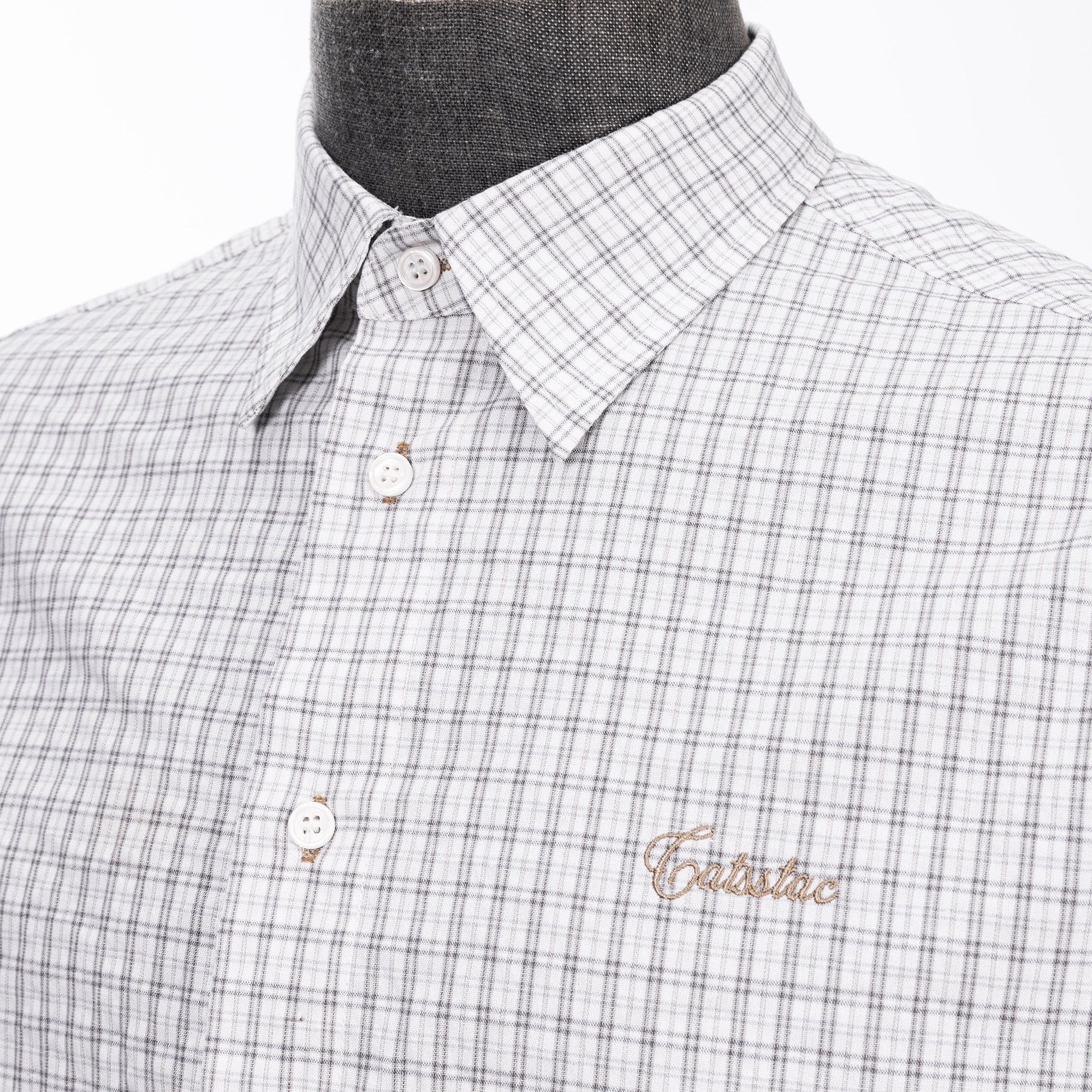 CATSSTAC Essential Gingham Embroidered Shirt, premium urban and streetwear designers apparel on PROJECTISR.com, CATSSTAC