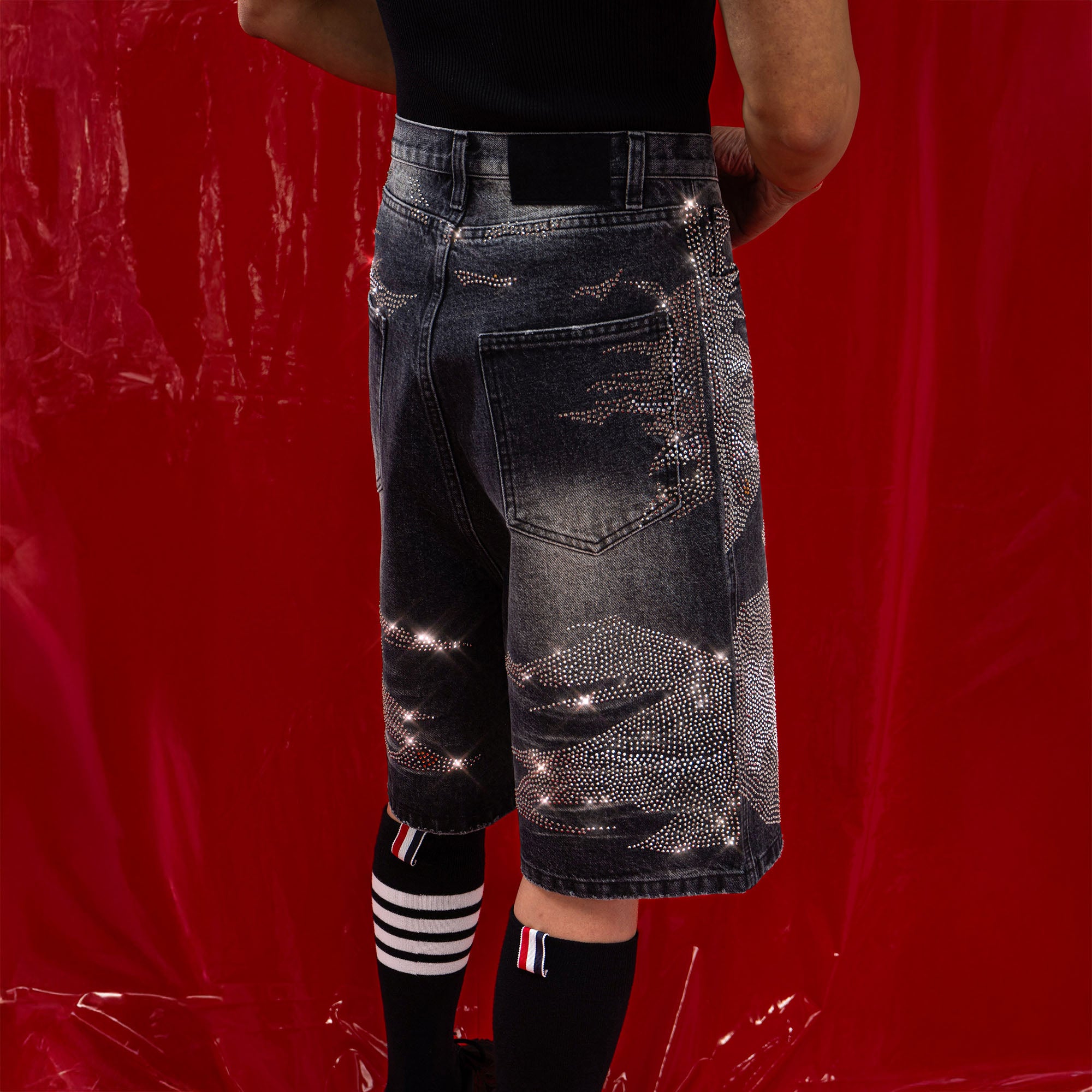 CLP Diamond Distressed Straight-Leg Jorts, premium urban and streetwear designers apparel on PROJECTISR.com, CLP