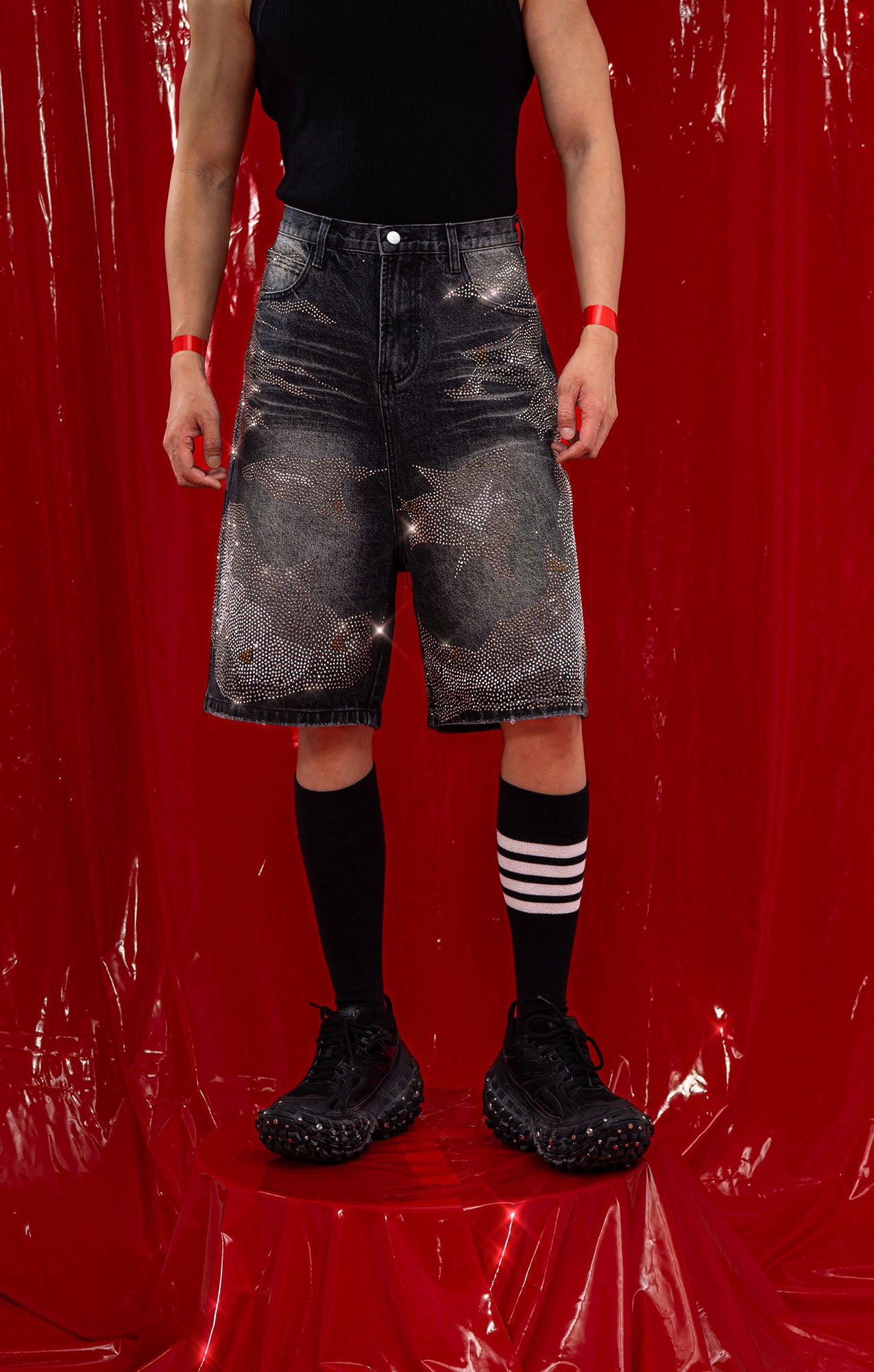 CLP Diamond Distressed Straight-Leg Jorts, premium urban and streetwear designers apparel on PROJECTISR.com, CLP