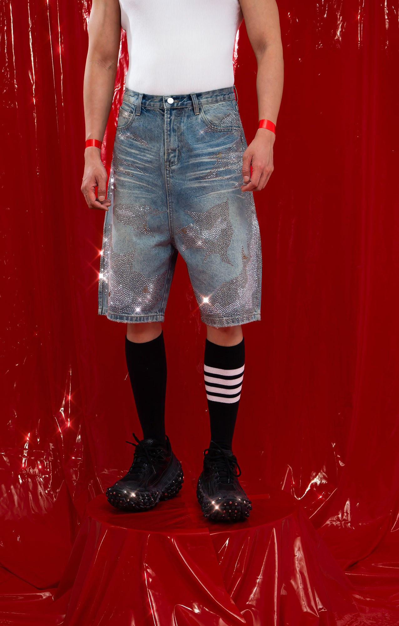 CLP Diamond Distressed Straight-Leg Jorts, premium urban and streetwear designers apparel on PROJECTISR.com, CLP