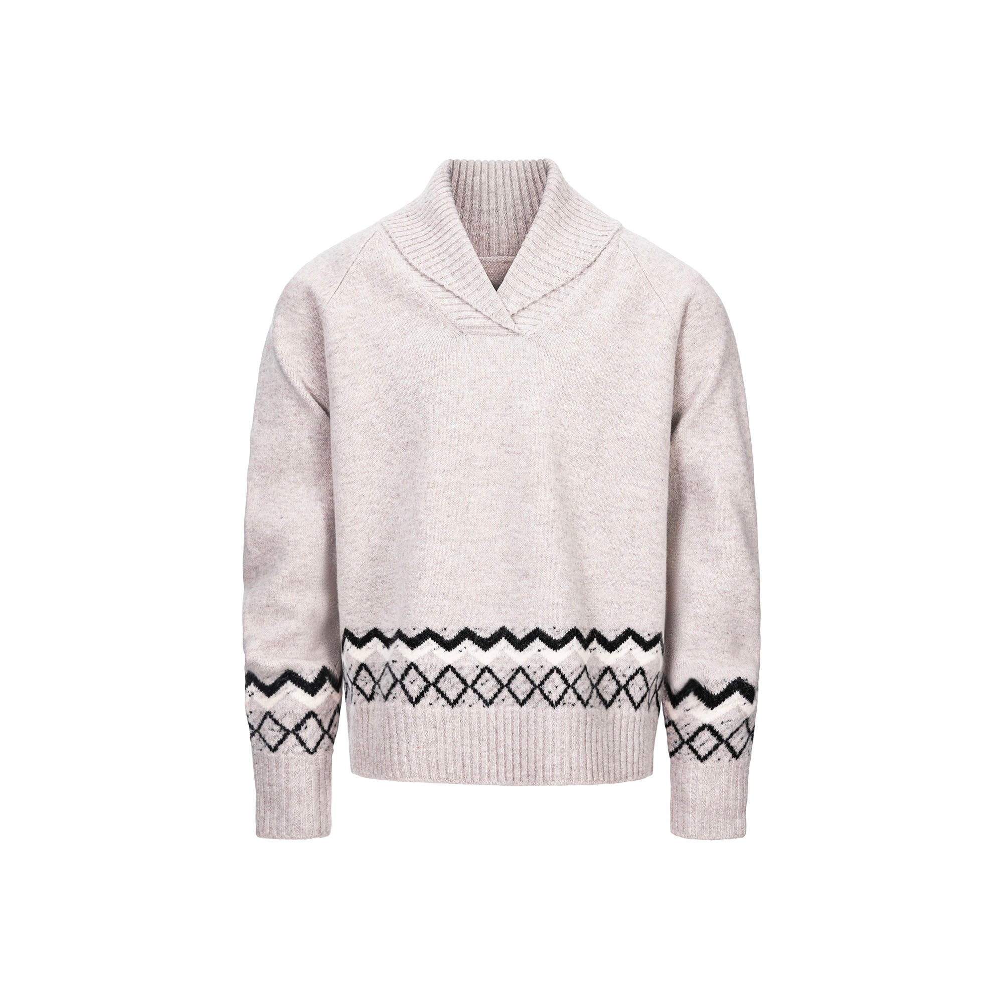 CATSSTAC Nordic Pattern Hem Shawl Collar Sweater, premium urban and streetwear designers apparel on PROJECTISR.com, CATSSTAC