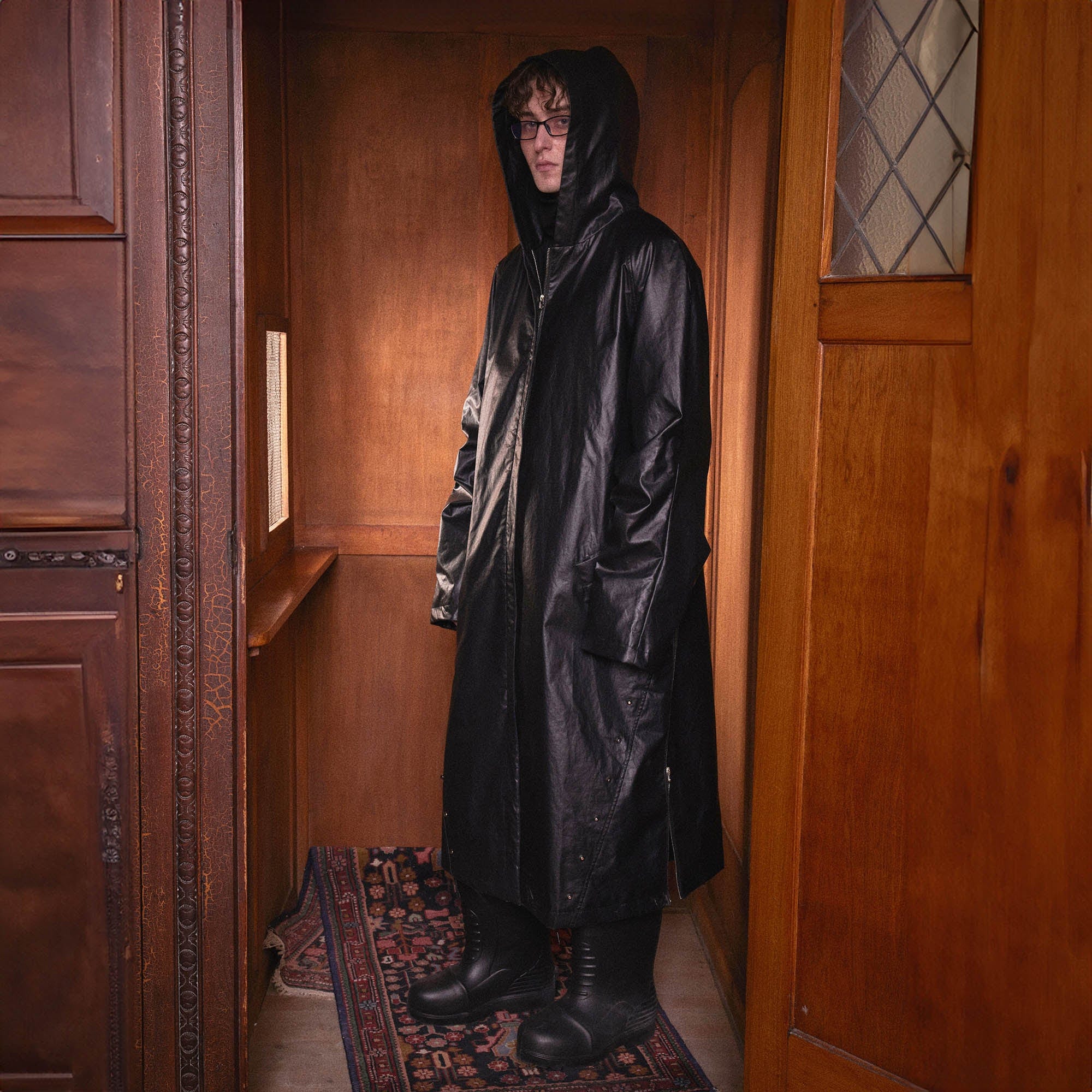 KADAKADA Side-Zipper Rivet Wrinkled Trench Coat, premium urban and streetwear designers apparel on PROJECTISR.com, KADAKADA