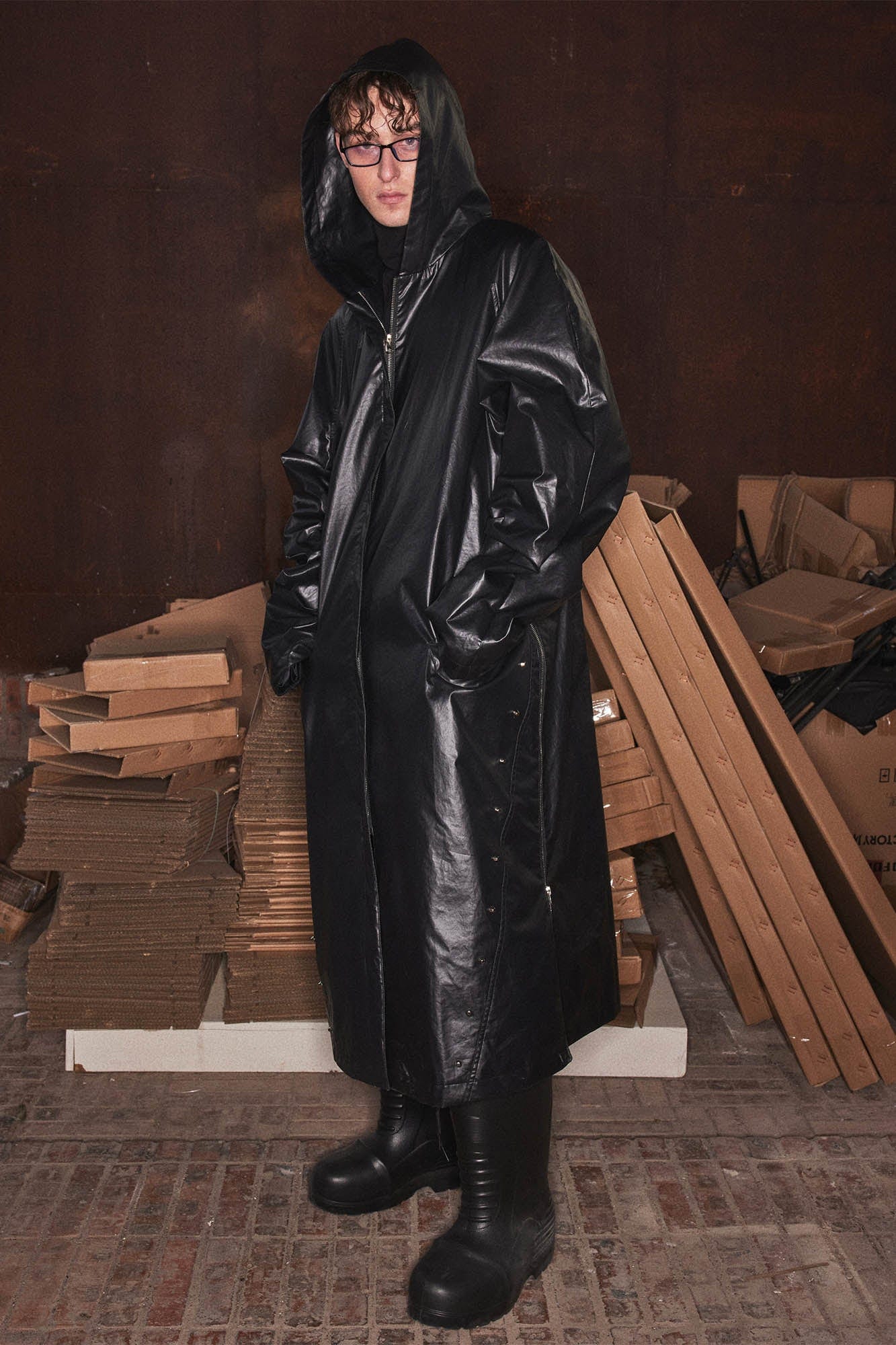 KADAKADA Side-Zipper Rivet Wrinkled Trench Coat, premium urban and streetwear designers apparel on PROJECTISR.com, KADAKADA