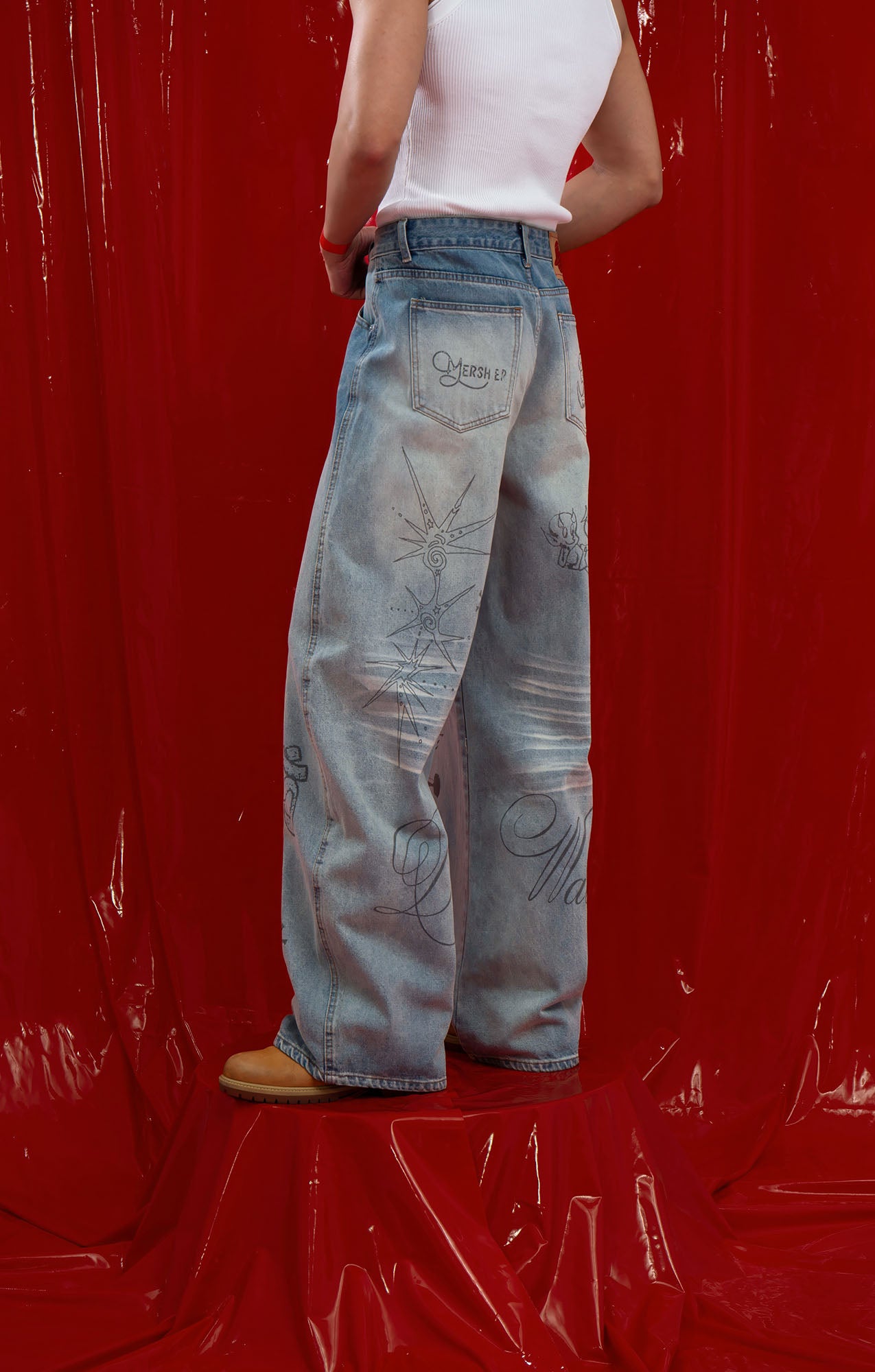 CLP Washed Graffiti Jeans, premium urban and streetwear designers apparel on PROJECTISR.com, CLP