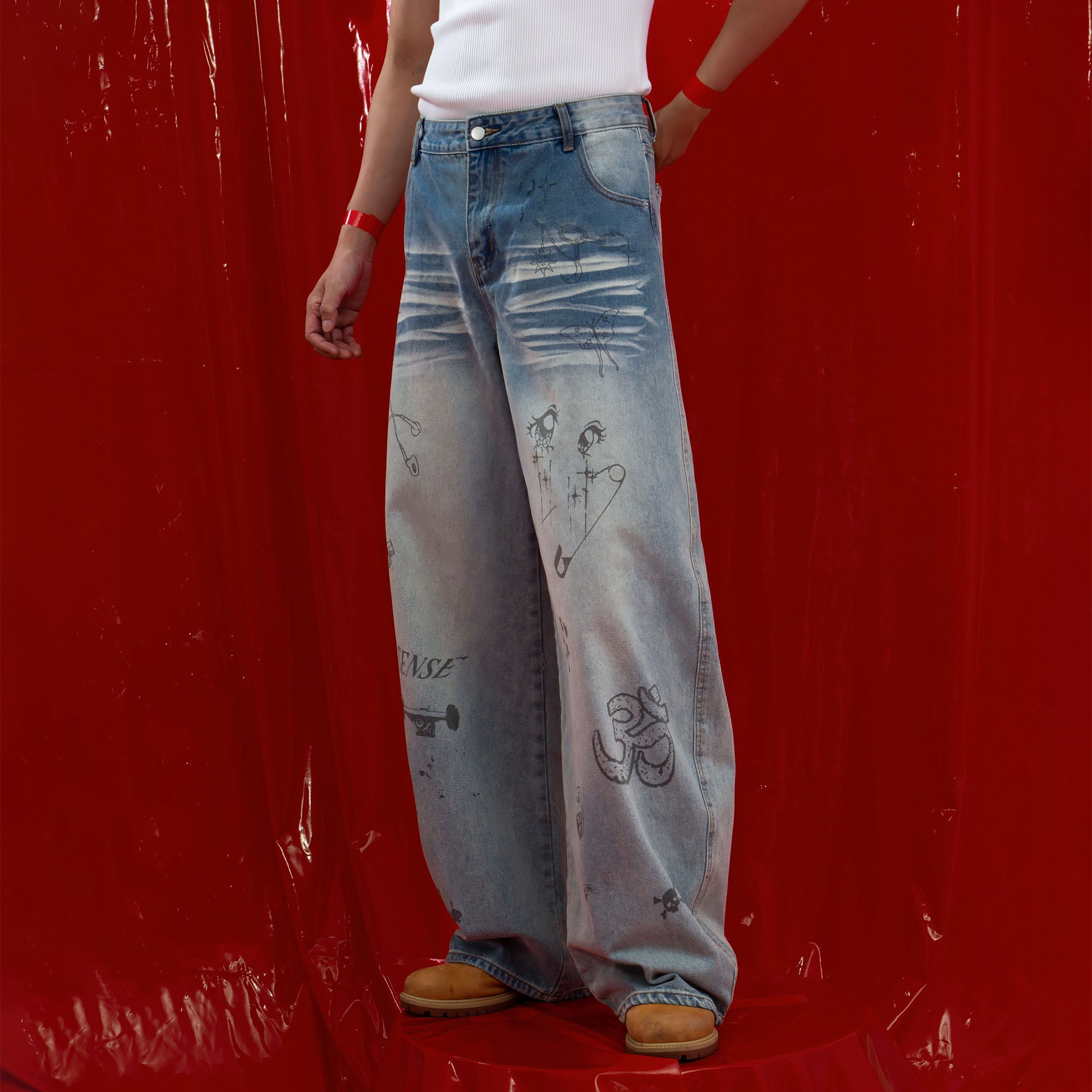 CLP Washed Graffiti Jeans, premium urban and streetwear designers apparel on PROJECTISR.com, CLP
