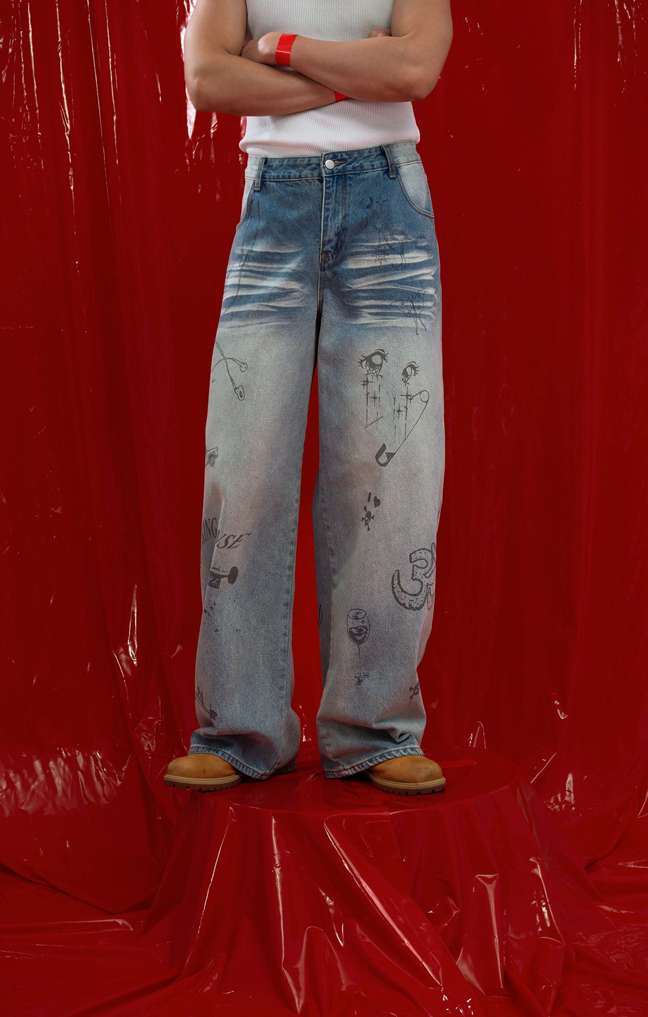 CLP Washed Graffiti Jeans, premium urban and streetwear designers apparel on PROJECTISR.com, CLP