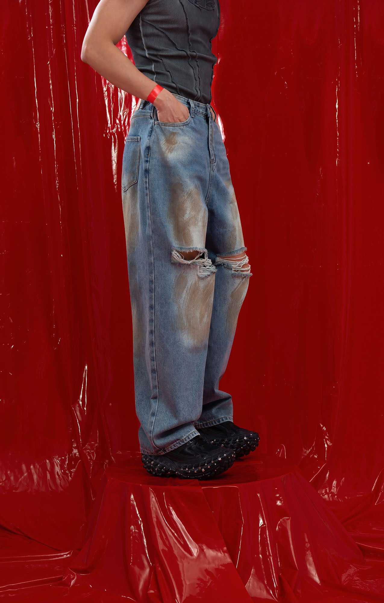 CLP Distressed Ripped Brushed Jeans, premium urban and streetwear designers apparel on PROJECTISR.com, CLP