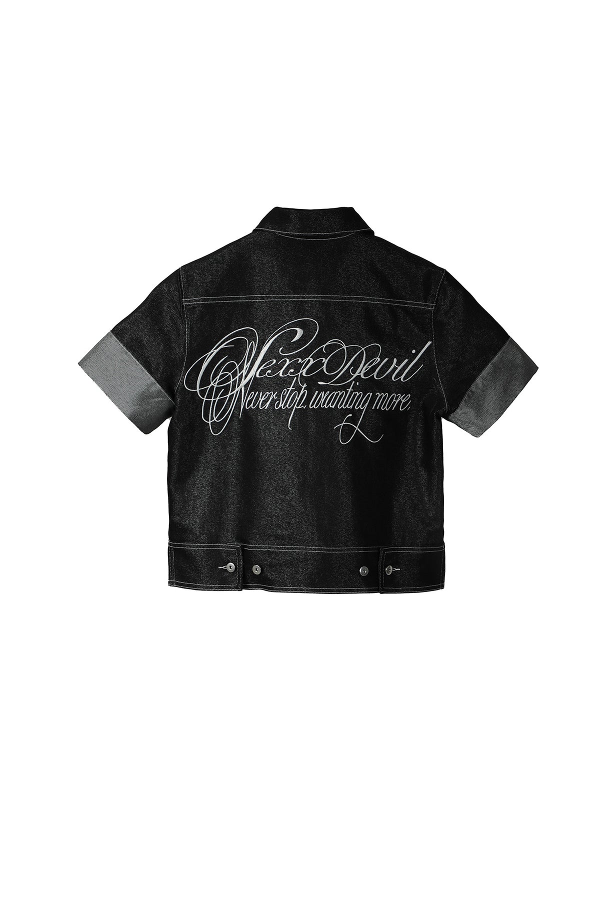 SEXXDEVIL Silver Thread Stand-Collar Raw Denim Jacket