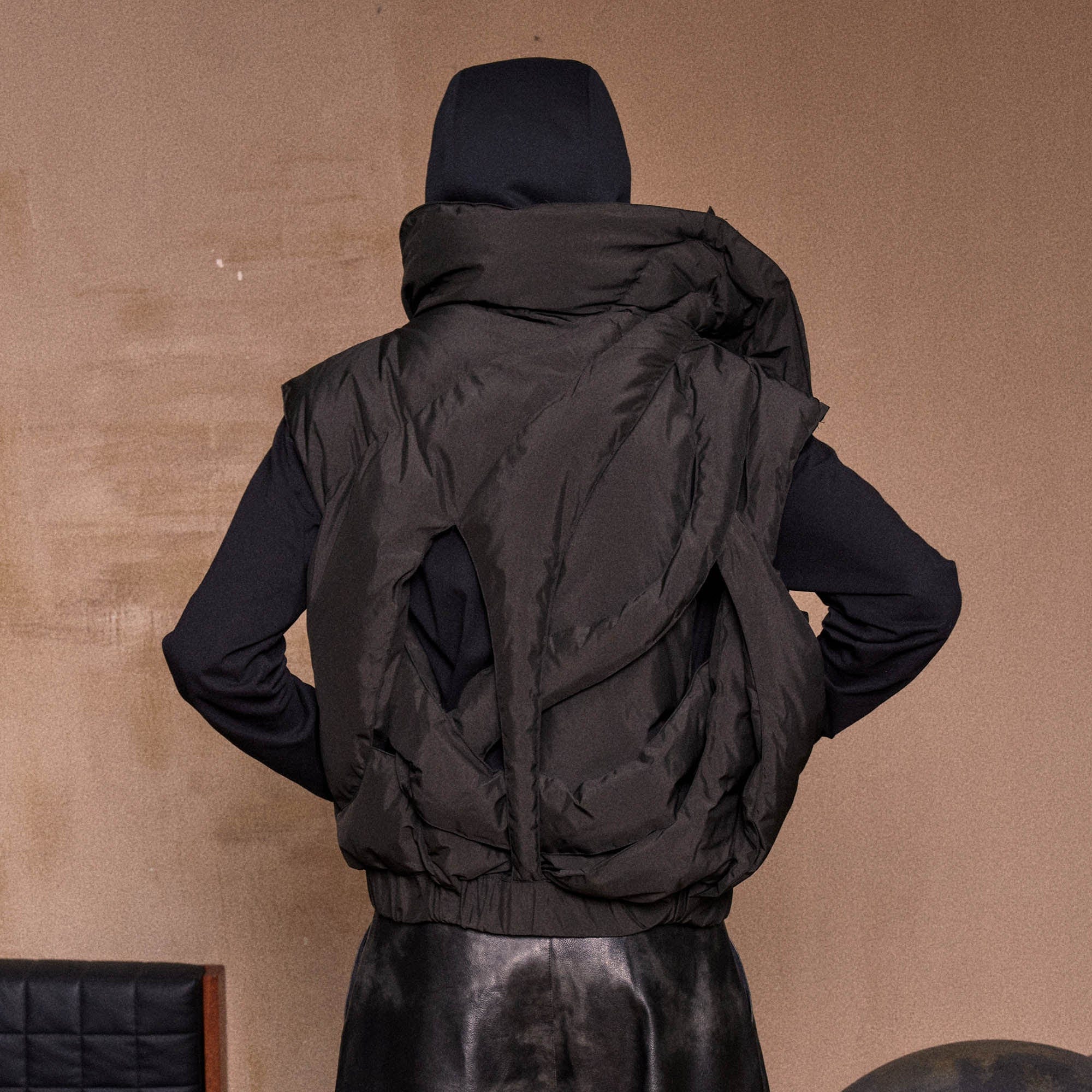 KADAKADA Hollow Out Cross Quilted Vest, premium urban and streetwear designers apparel on PROJECTISR.com, KADAKADA