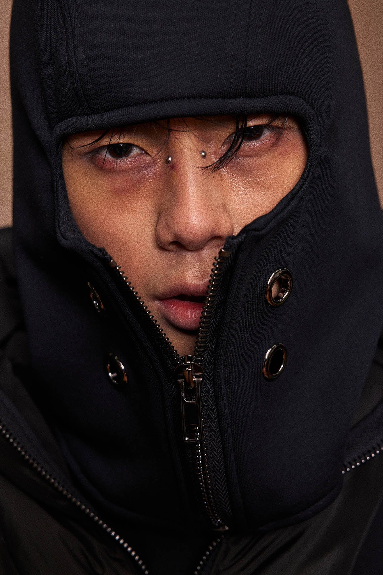 KADAKADA Zippered Grommet Balaclava, premium urban and streetwear designers apparel on PROJECTISR.com, KADAKADA