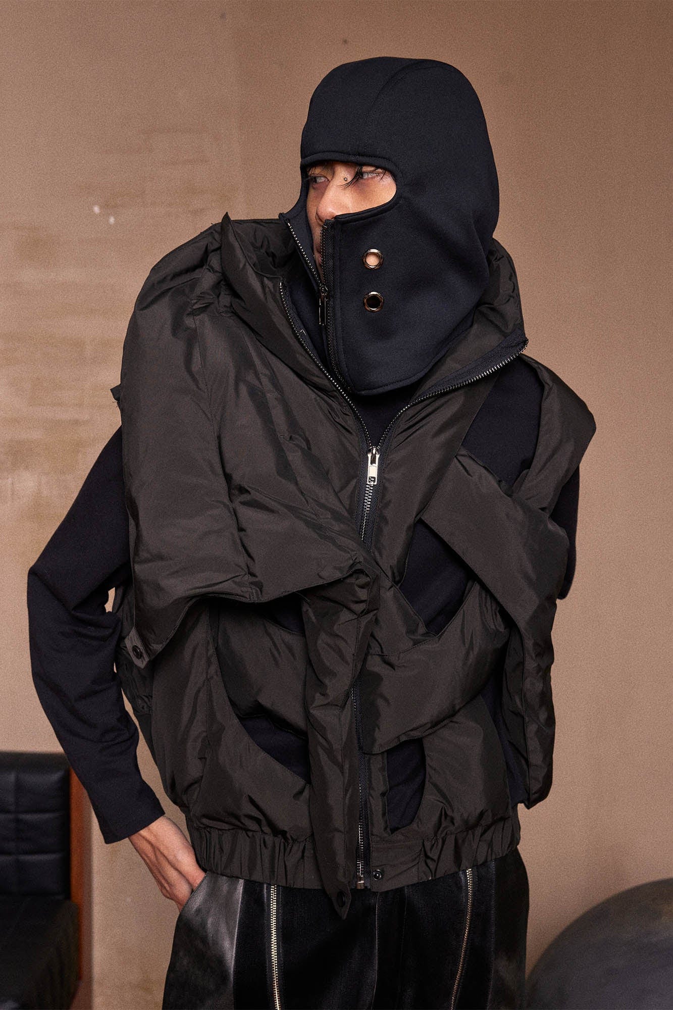 KADAKADA Zippered Grommet Balaclava, premium urban and streetwear designers apparel on PROJECTISR.com, KADAKADA
