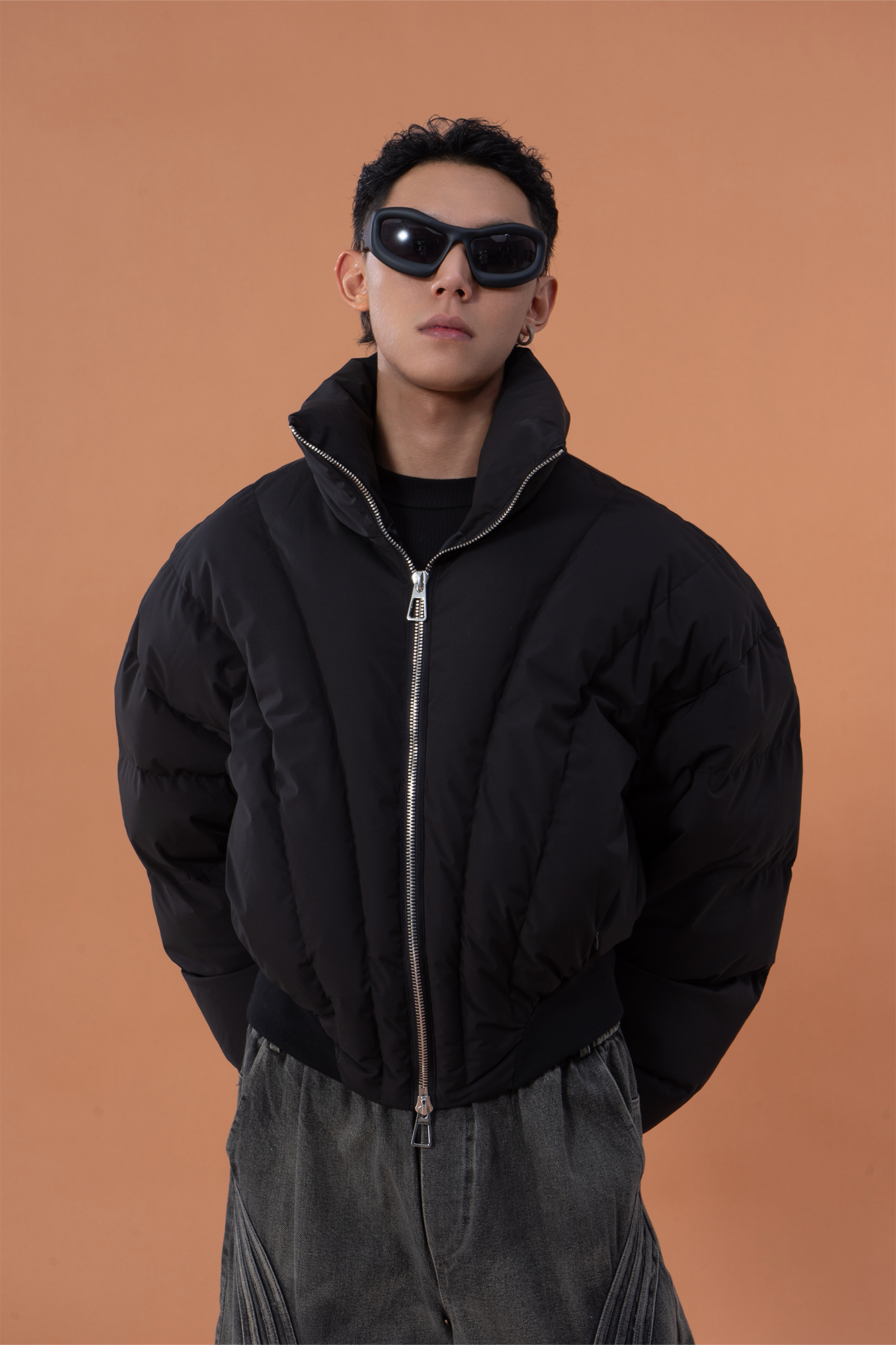 CLP V-Stitch Cropped Bubble Puffer Jacket