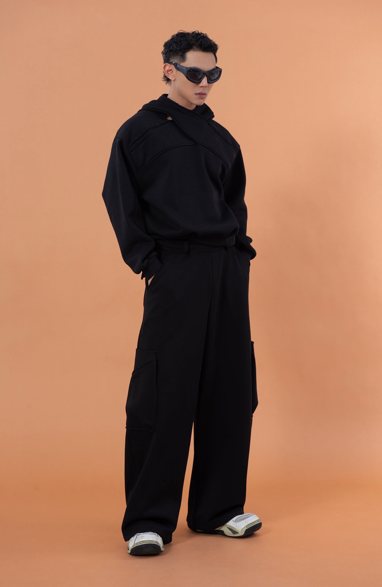 CLP Cross-Wrap Neck Oversized Sweatshirt