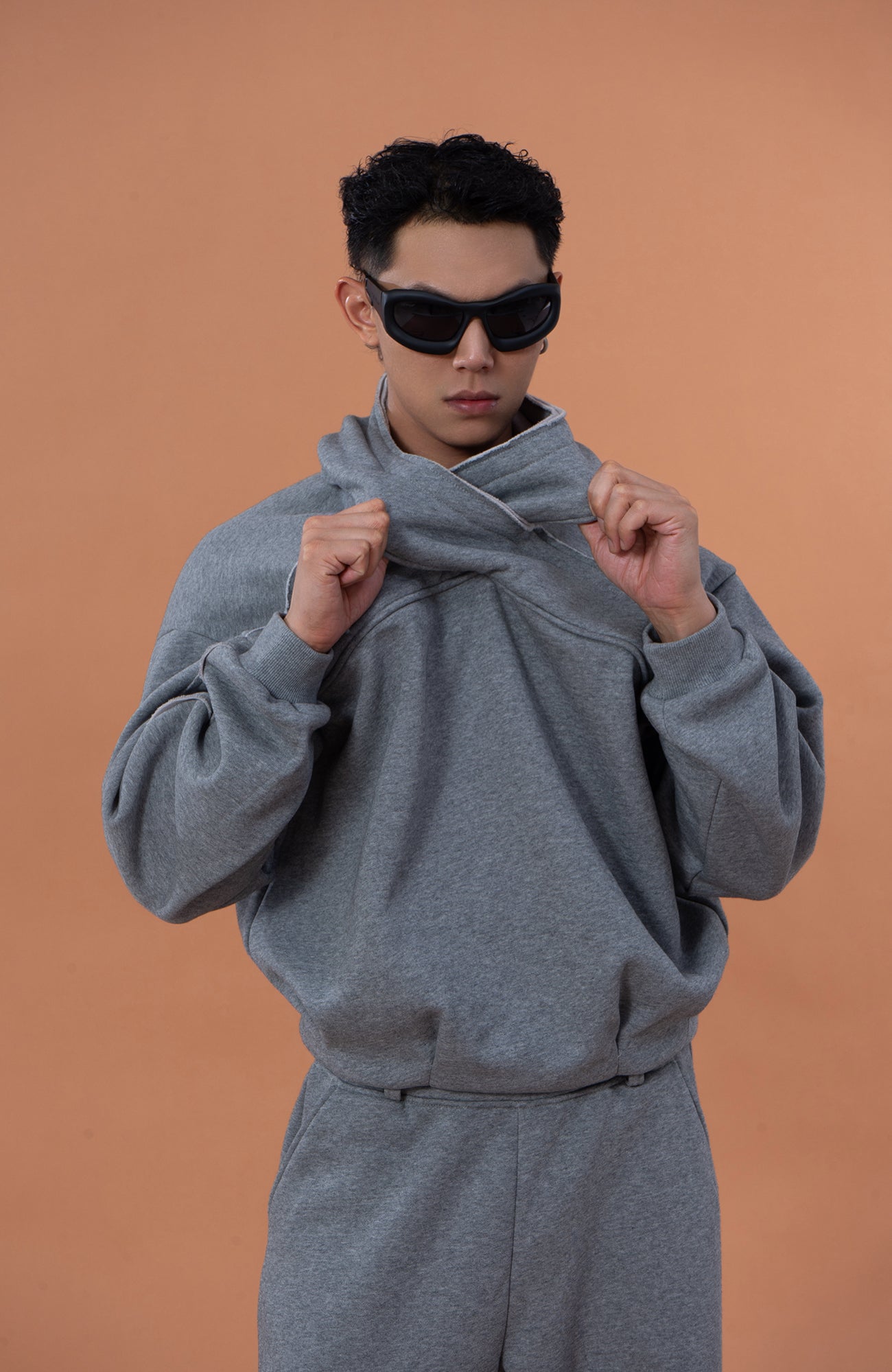 CLP Cross-Wrap Neck Oversized Sweatshirt