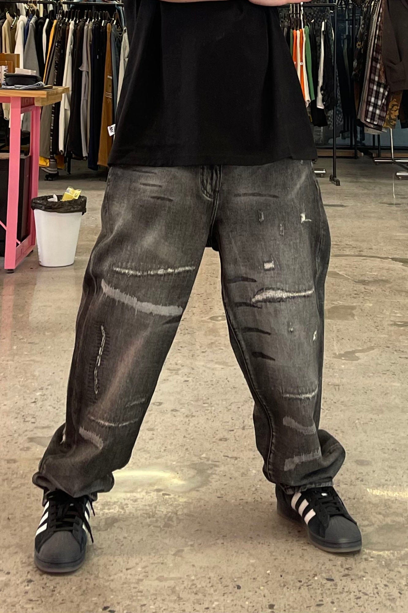 ME DA IGUAL Washed Slashed Patch Distressed Jeans, premium urban and streetwear designers apparel on PROJECTISR.com, ME DA IGUAL