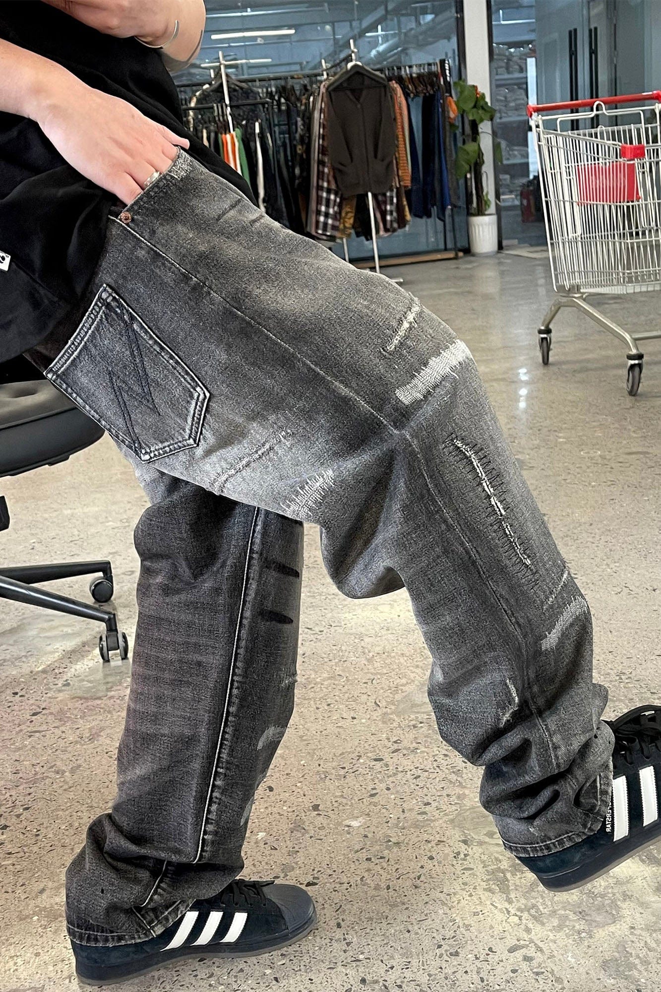 ME DA IGUAL Washed Slashed Patch Distressed Jeans, premium urban and streetwear designers apparel on PROJECTISR.com, ME DA IGUAL