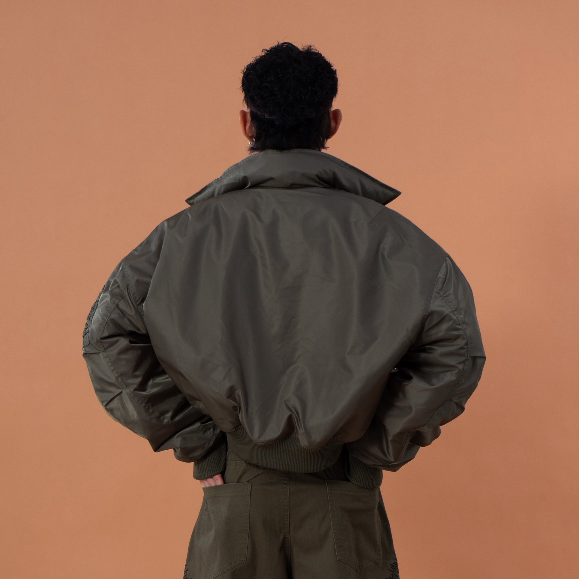 CLP Retro Hook-Clasp Cropped Utility Bomber