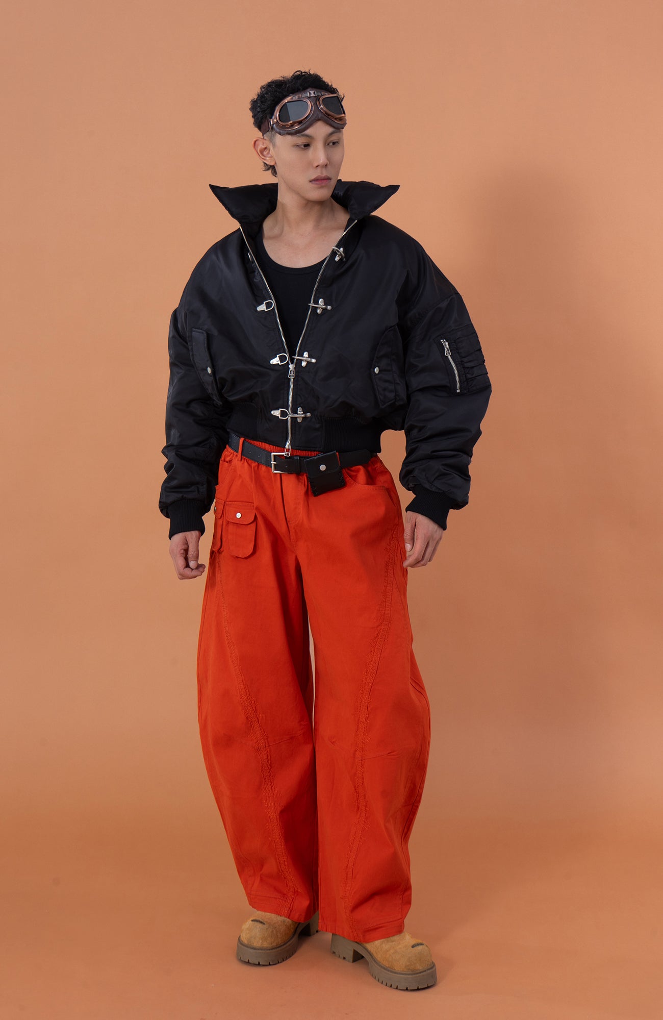 CLP Retro Hook-Clasp Cropped Utility Bomber