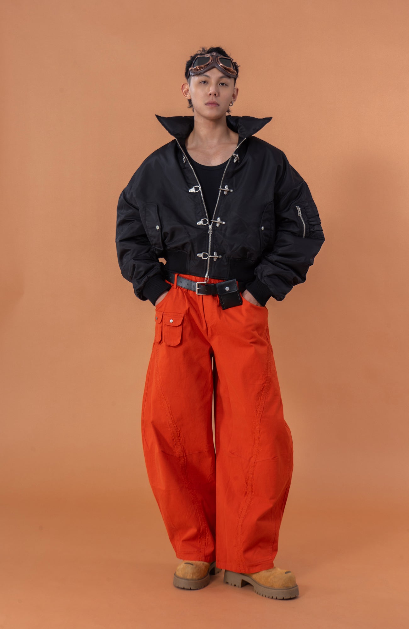 CLP Retro Hook-Clasp Cropped Utility Bomber