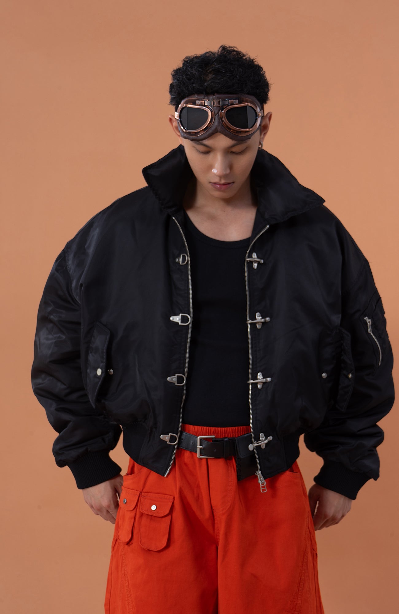 CLP Retro Hook-Clasp Cropped Utility Bomber