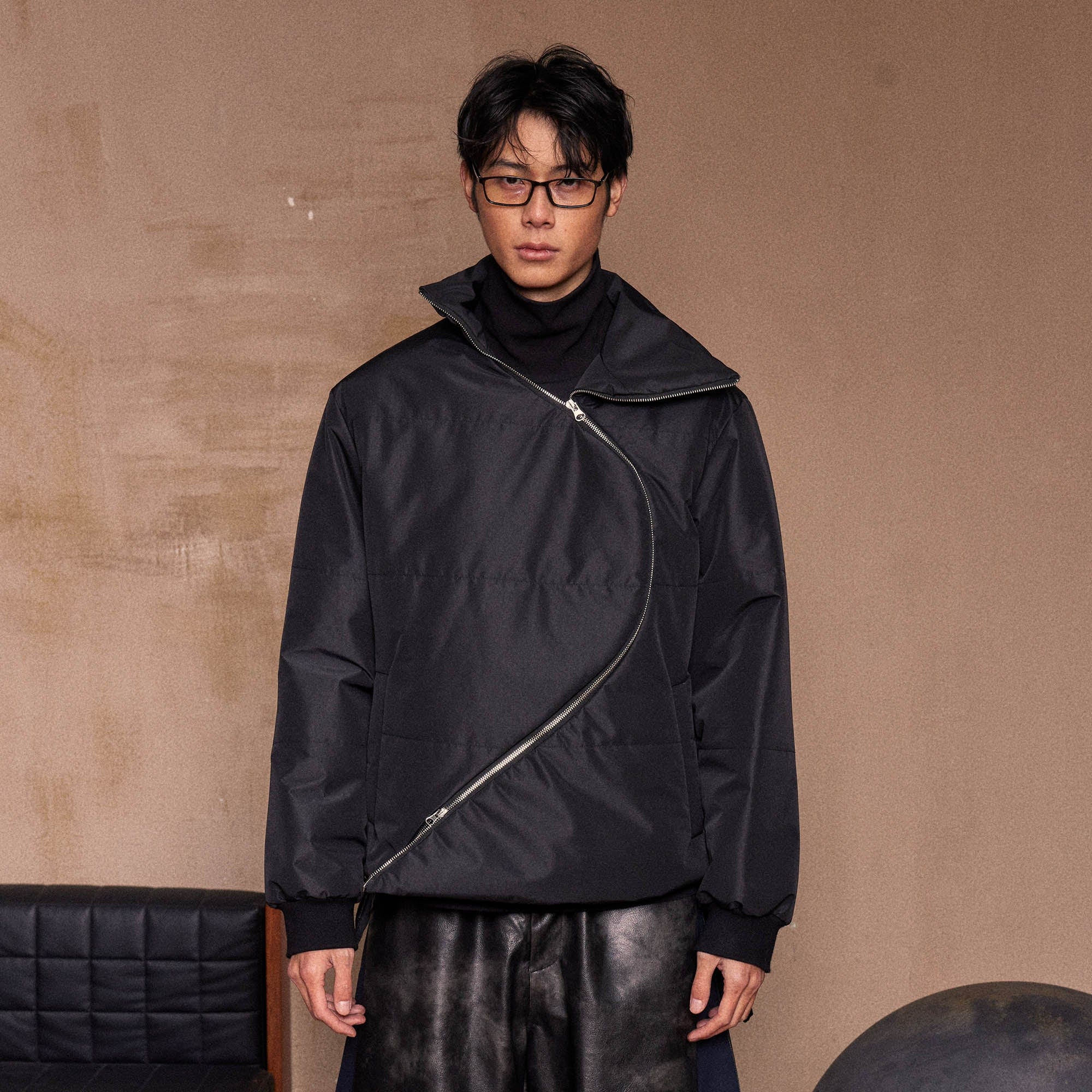 KADAKADA Curved Zipper Detachable-Hem Quilted Jacket, premium urban and streetwear designers apparel on PROJECTISR.com, KADAKADA