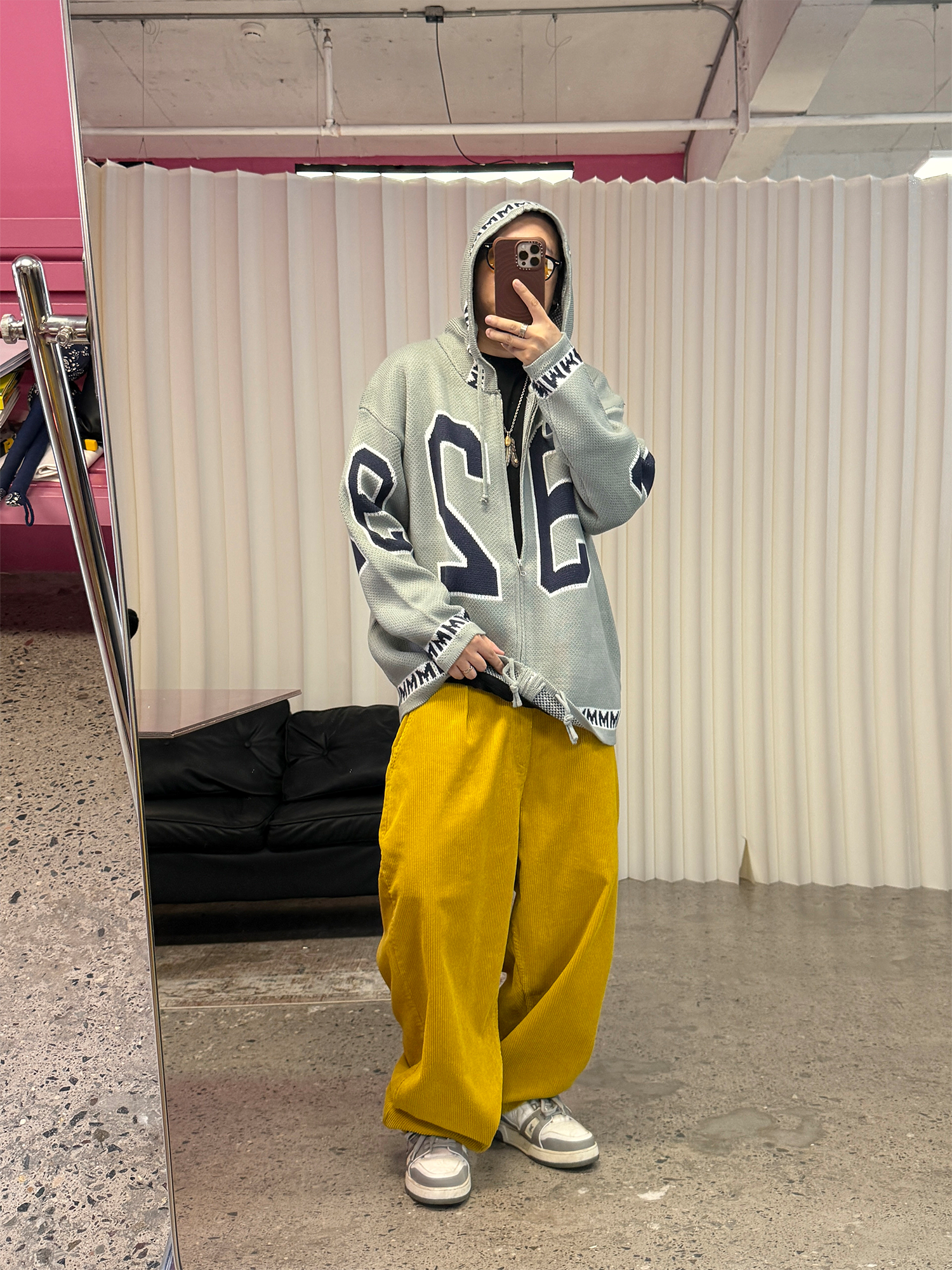 ME DA IGUAL Number-Jacquard Knit Zip Hoodie