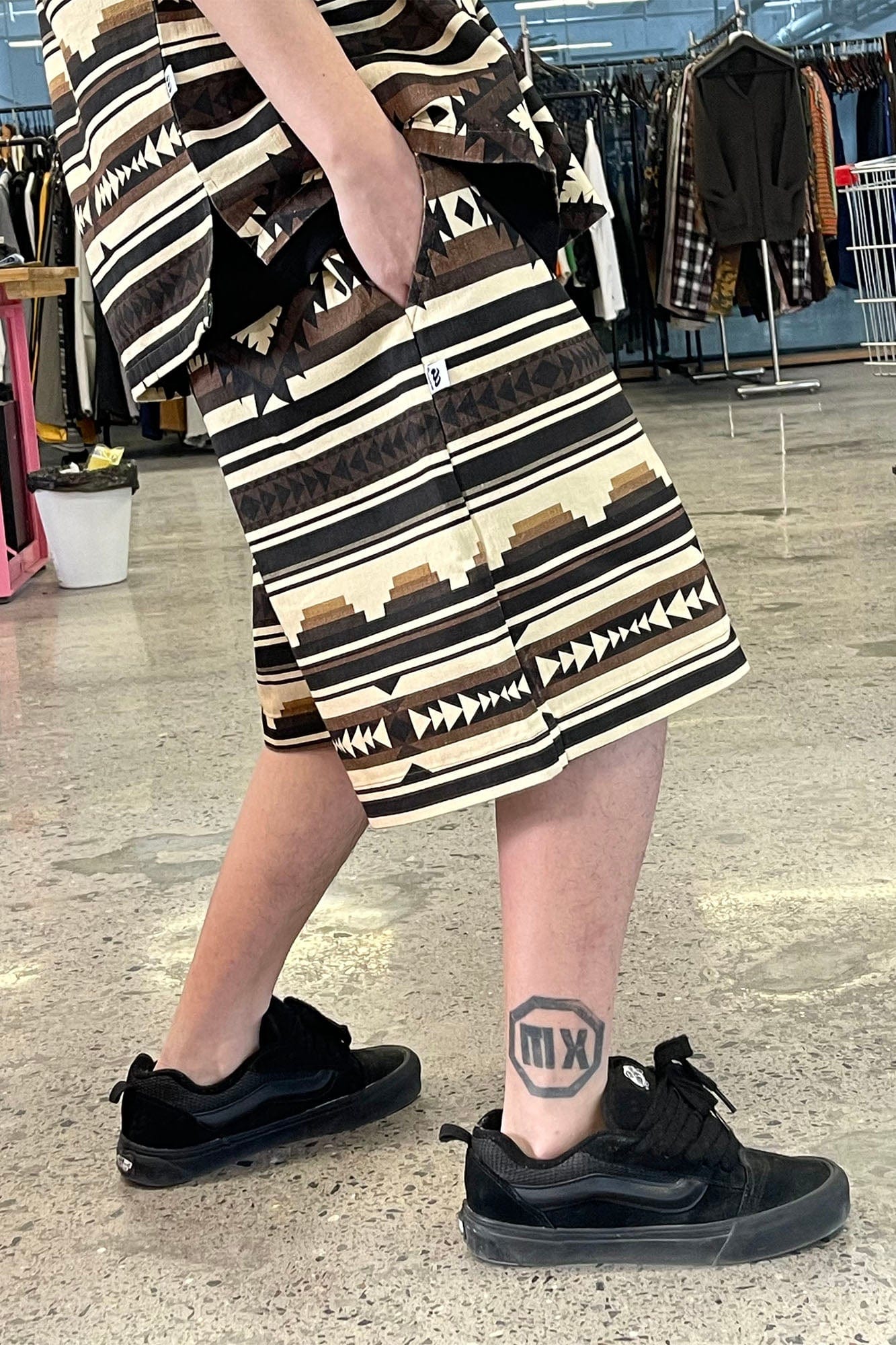 ME DA IGUAL Aztec Graphic Elastic Shorts, premium urban and streetwear designers apparel on PROJECTISR.com, ME DA IGUAL