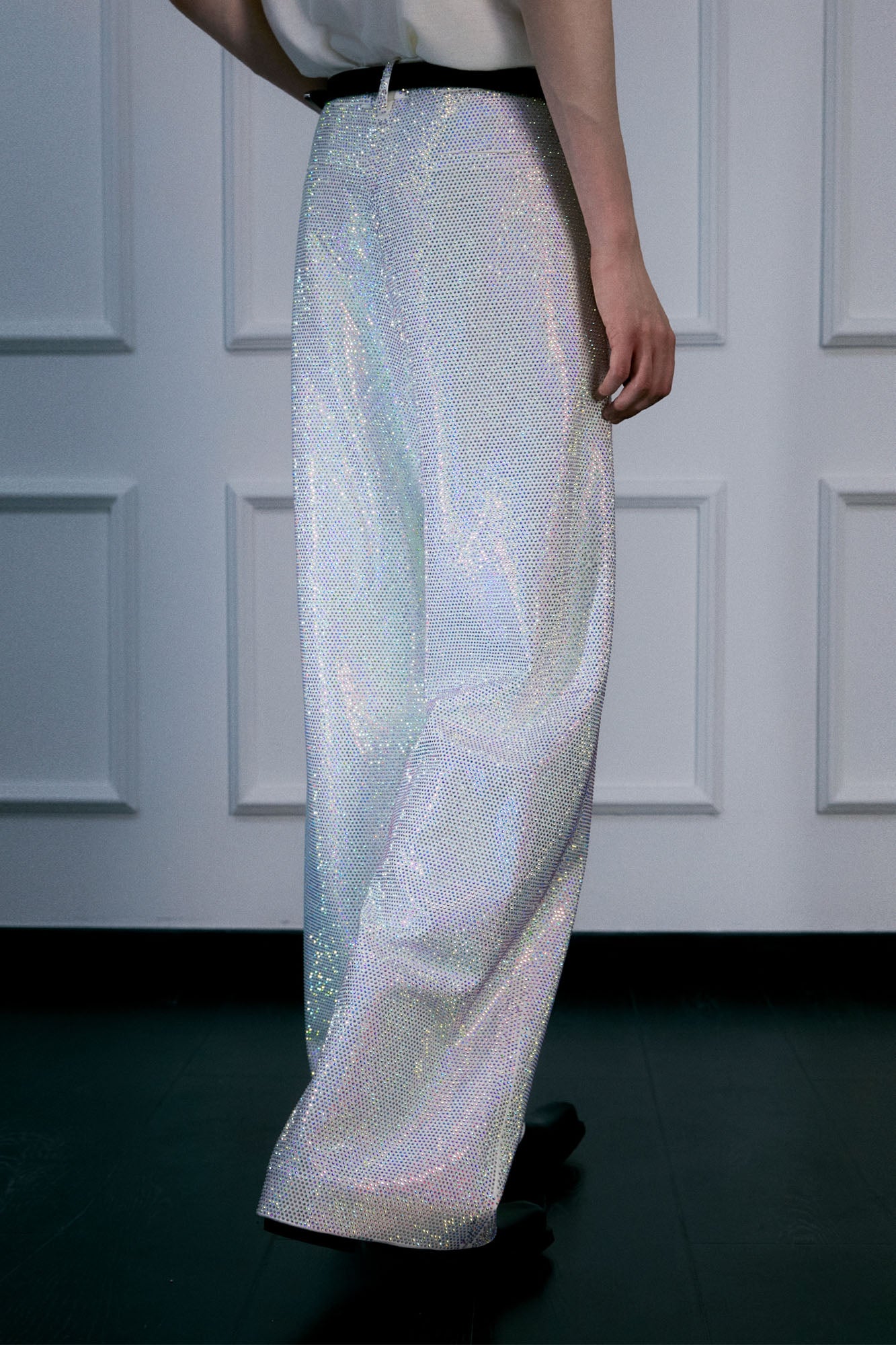 FACEONLAB Iridescent Diamond Wide-Leg Pants, premium urban and streetwear designers apparel on PROJECTISR.com, FACEONLAB