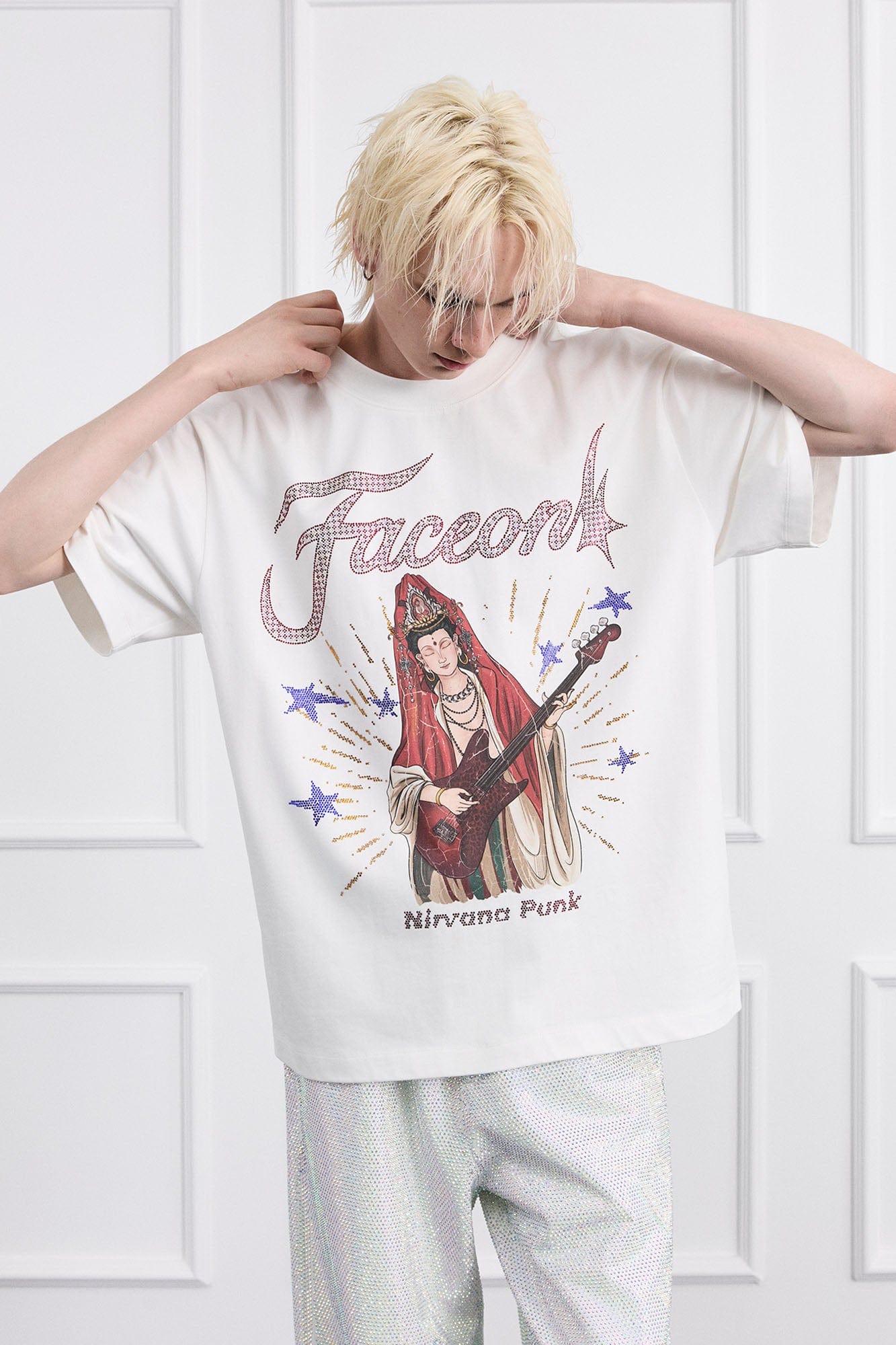 FACEONLAB Rock Bodhisattva Oversized T-Shirt, premium urban and streetwear designers apparel on PROJECTISR.com, FACEONLAB