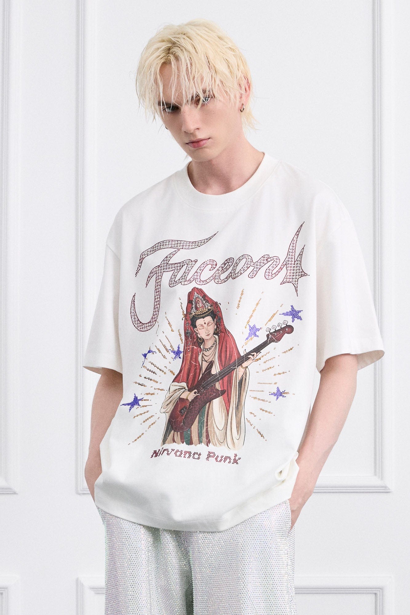 FACEONLAB Rock Bodhisattva Oversized T-Shirt, premium urban and streetwear designers apparel on PROJECTISR.com, FACEONLAB