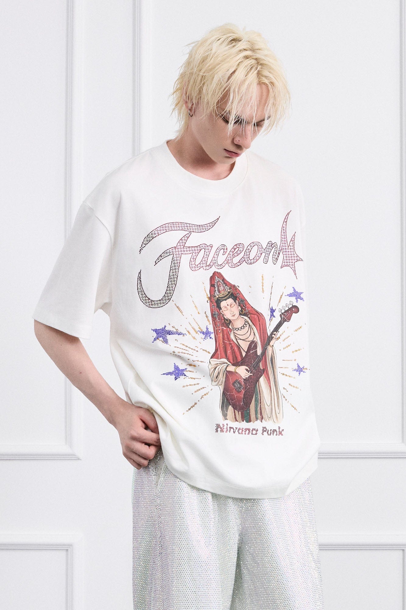 FACEONLAB Rock Bodhisattva Oversized T-Shirt, premium urban and streetwear designers apparel on PROJECTISR.com, FACEONLAB