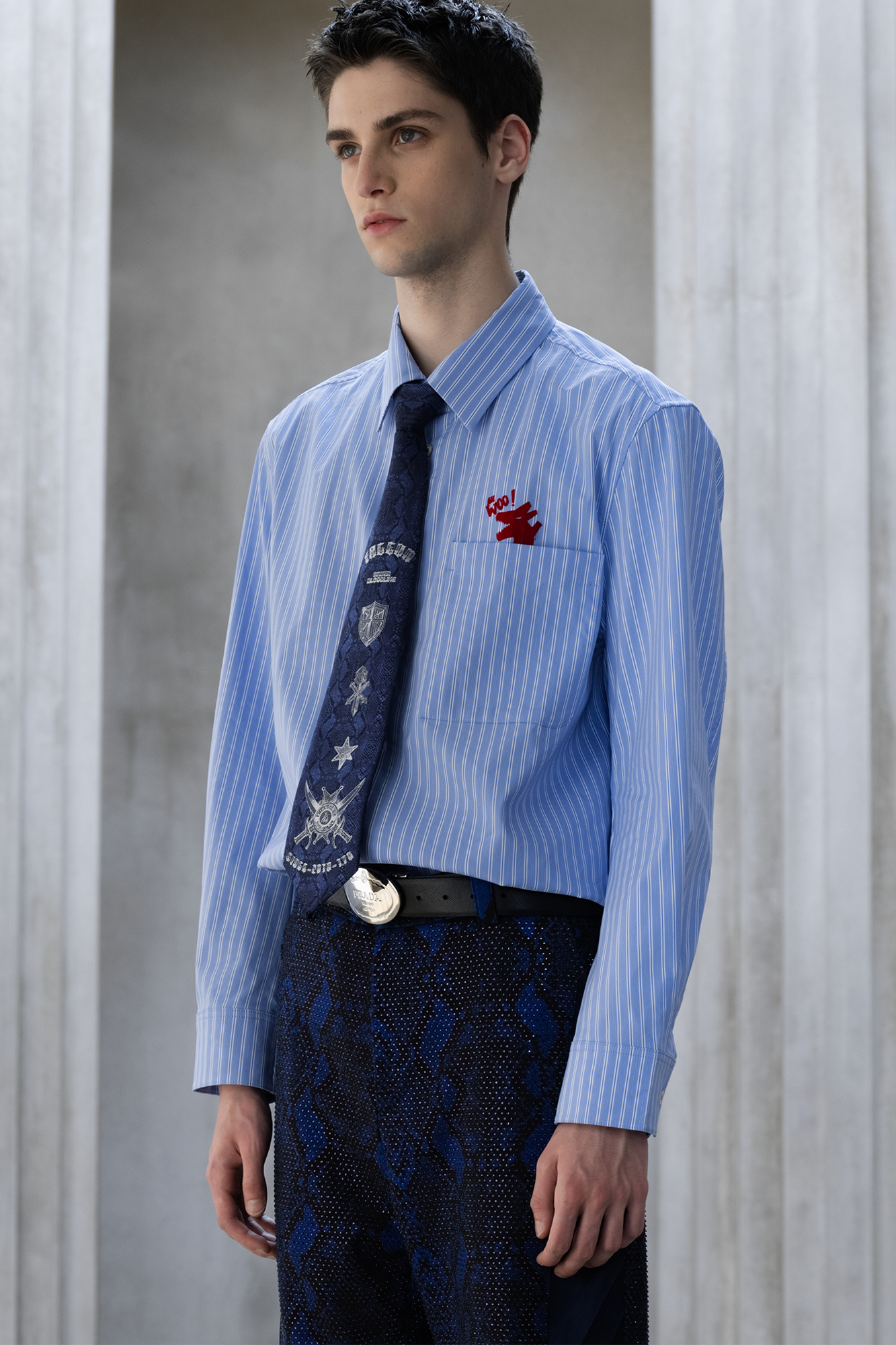 FACEONLAB Jacquard Military Crest Zip Tie Blue