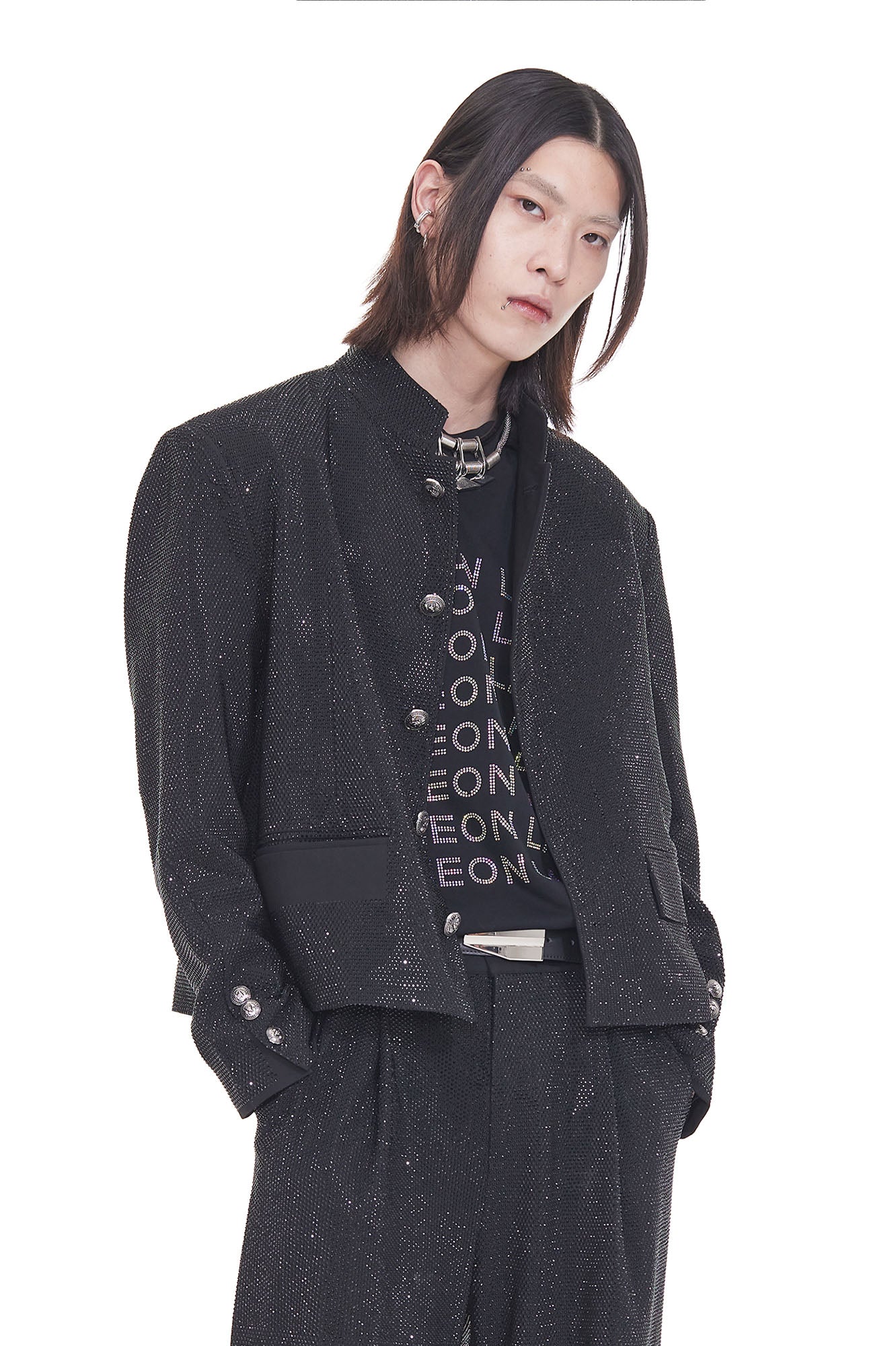 FACEONLAB Diamond LOGO Back Mandarin Collar Jacket