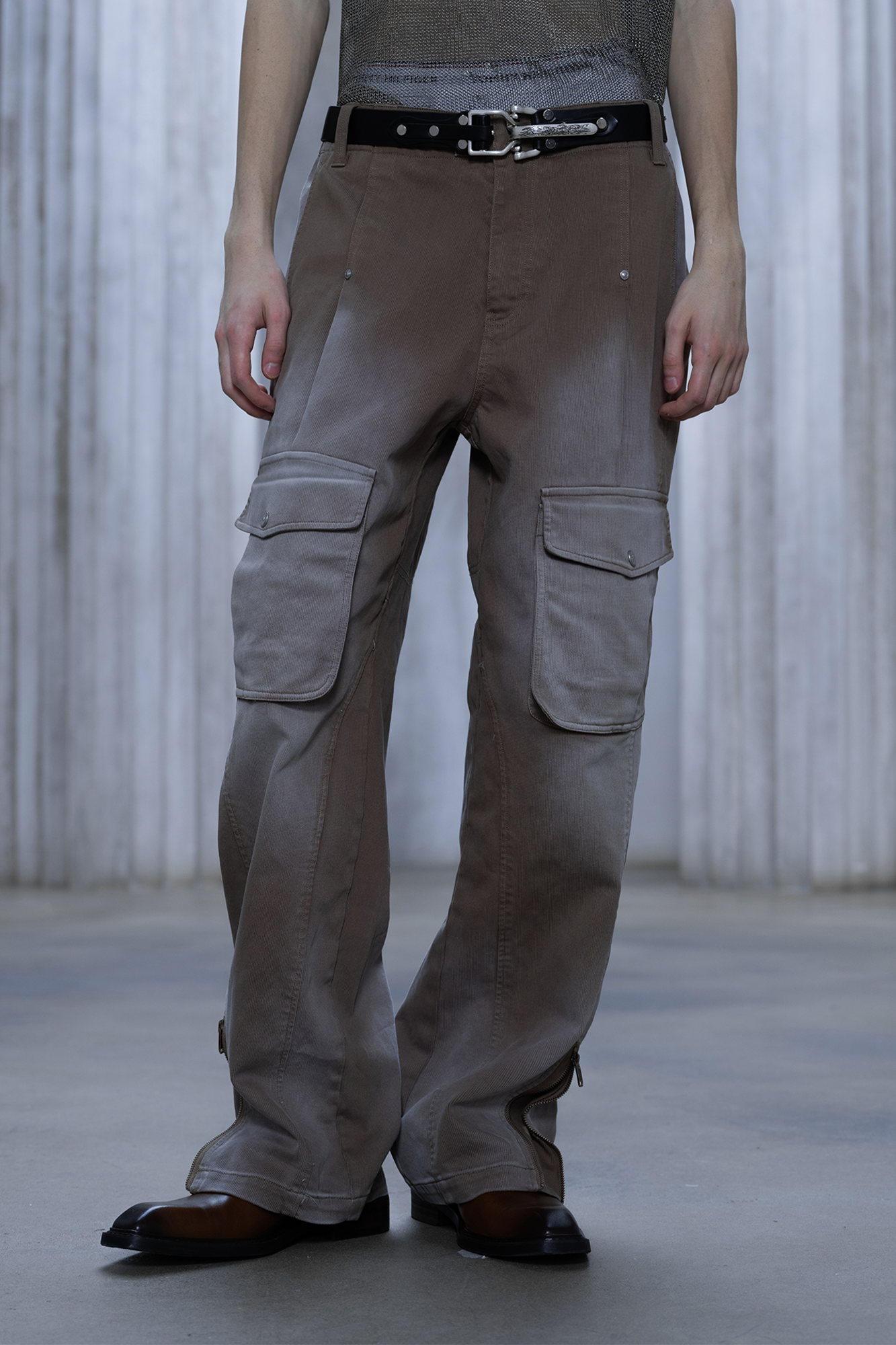 FACEONLAB Washed Utility Cargo Pants